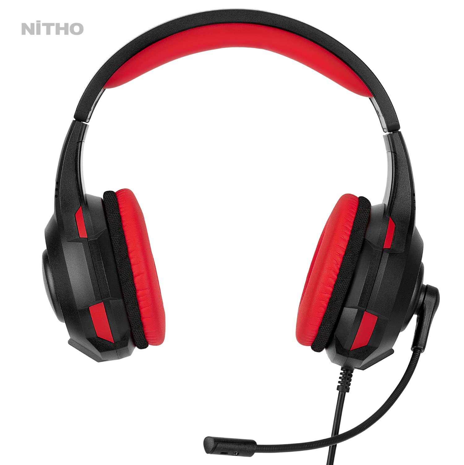 NITHO NX200 Gaming Headset for PC, PS4, PS5, Xbox, Mobile & Tablet - Stereo Surround Sound Headphones with Flip-Up Microphone, RGB Lighting (Red) - Perfect for Online Gaming, Streaming & Video Calls