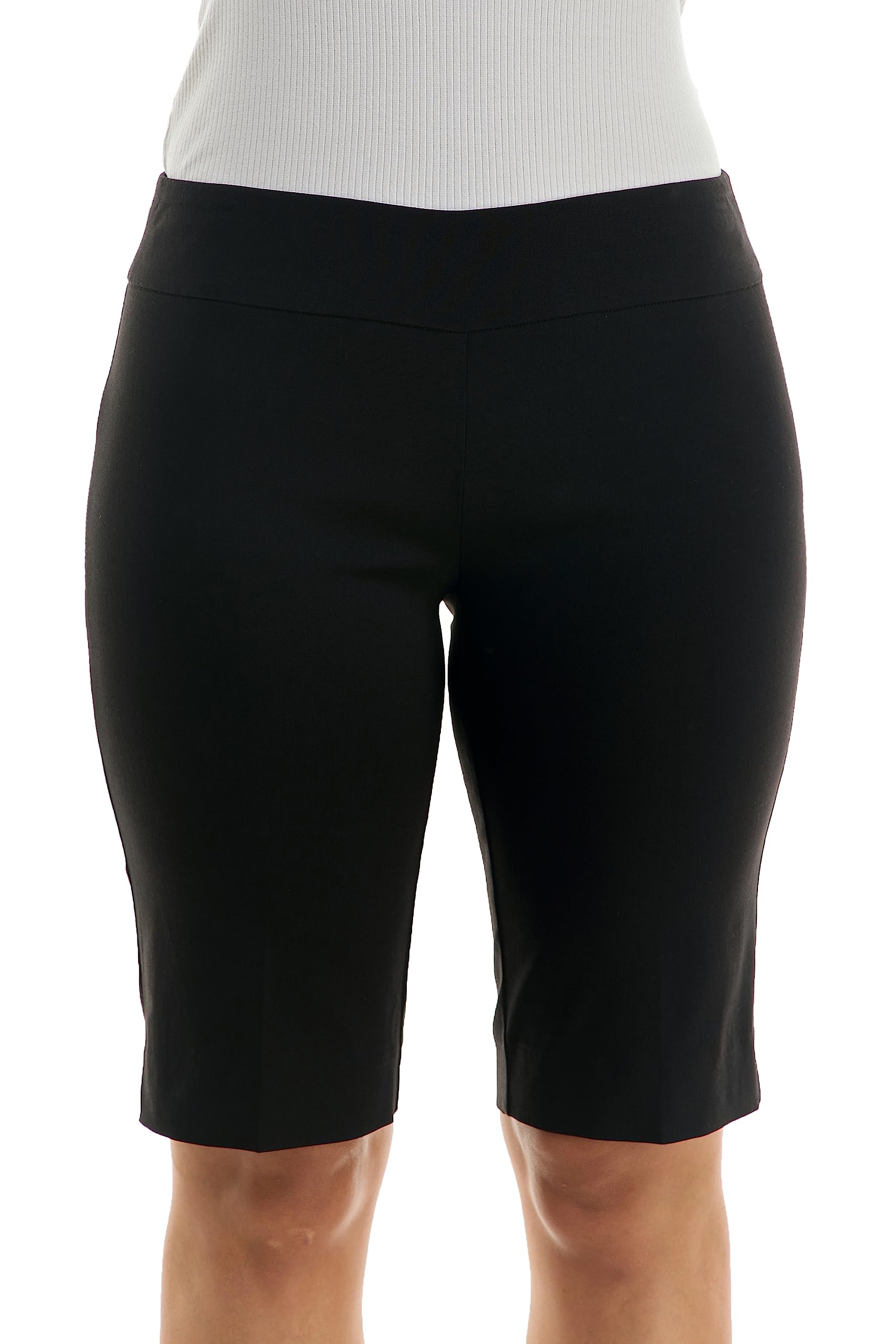 Zac & Rachel Women's Pull-On Bermuda Shorts - Comfortable Stretch Fabric, High Waist Casual Shorts for Summer, Beach, Travel & Lounge Wear