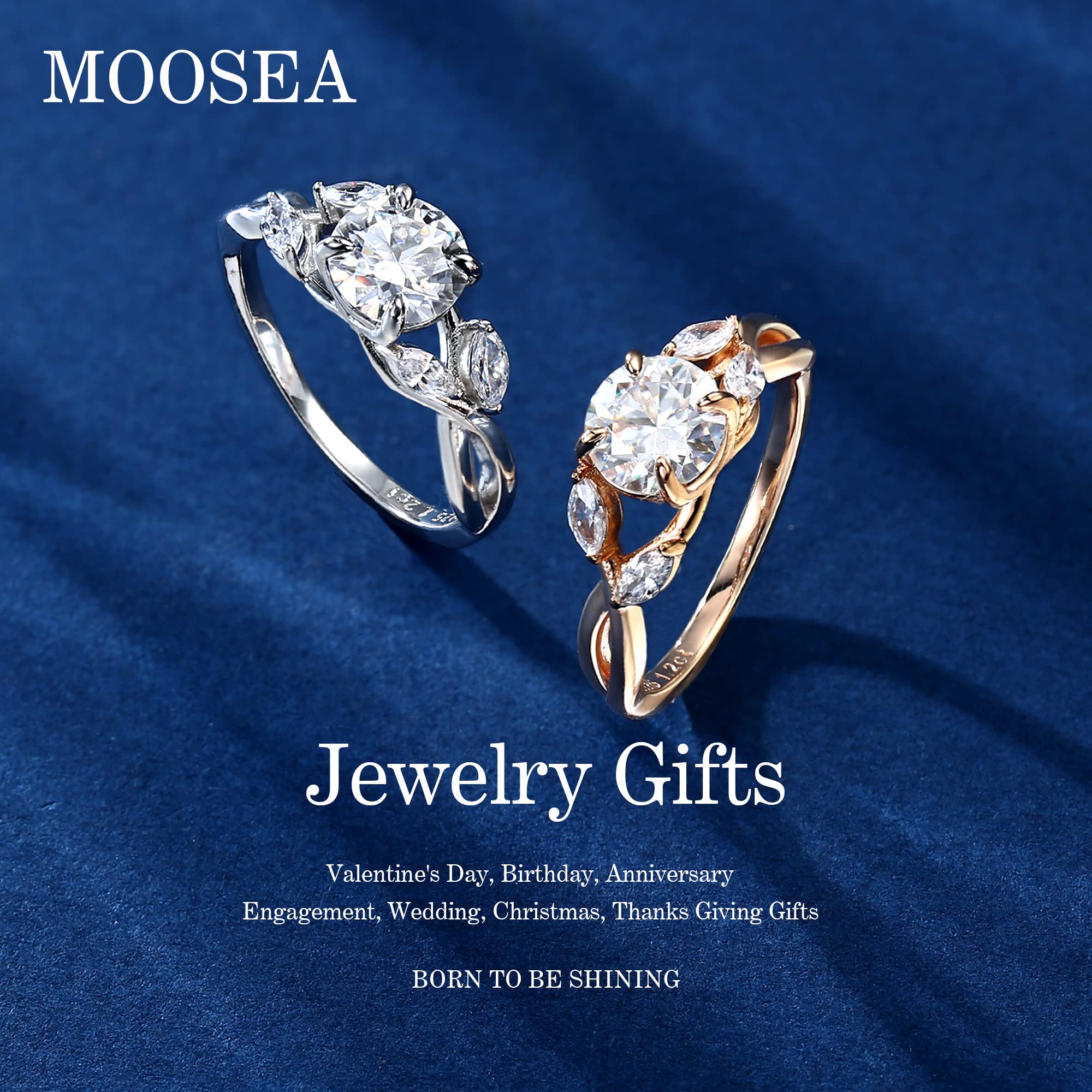 MOOSEA 1.2ct D Color VVS1 Clarity Lab-Created Moissanite Engagement Ring for Women, 925 Sterling Silver Twig Design Wedding Band - Perfect for Proposals, Anniversaries & Bridal Jewelry Gifts
