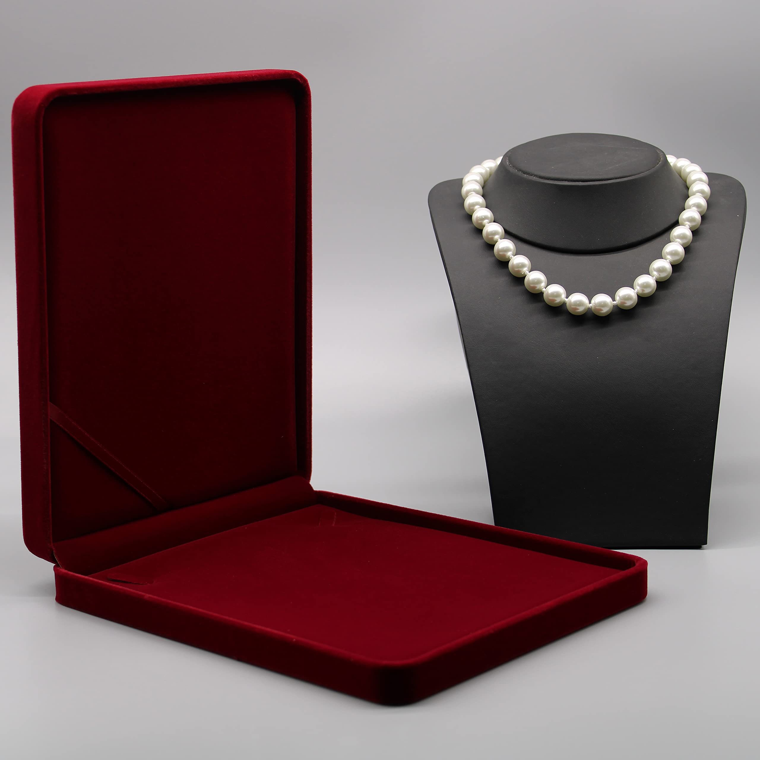 Luxury Jewelry Set with Velvet Gift Box - Necklace, Earrings, Ring & Bracelet Set for Women | Wedding, Anniversary, Birthday Gift | Elegant Jewelry Storage Display Case (Wine Red, Perfect for Chunky Collar Necklaces) | Great for Gifting, Special Occasions & Jewelry Organization