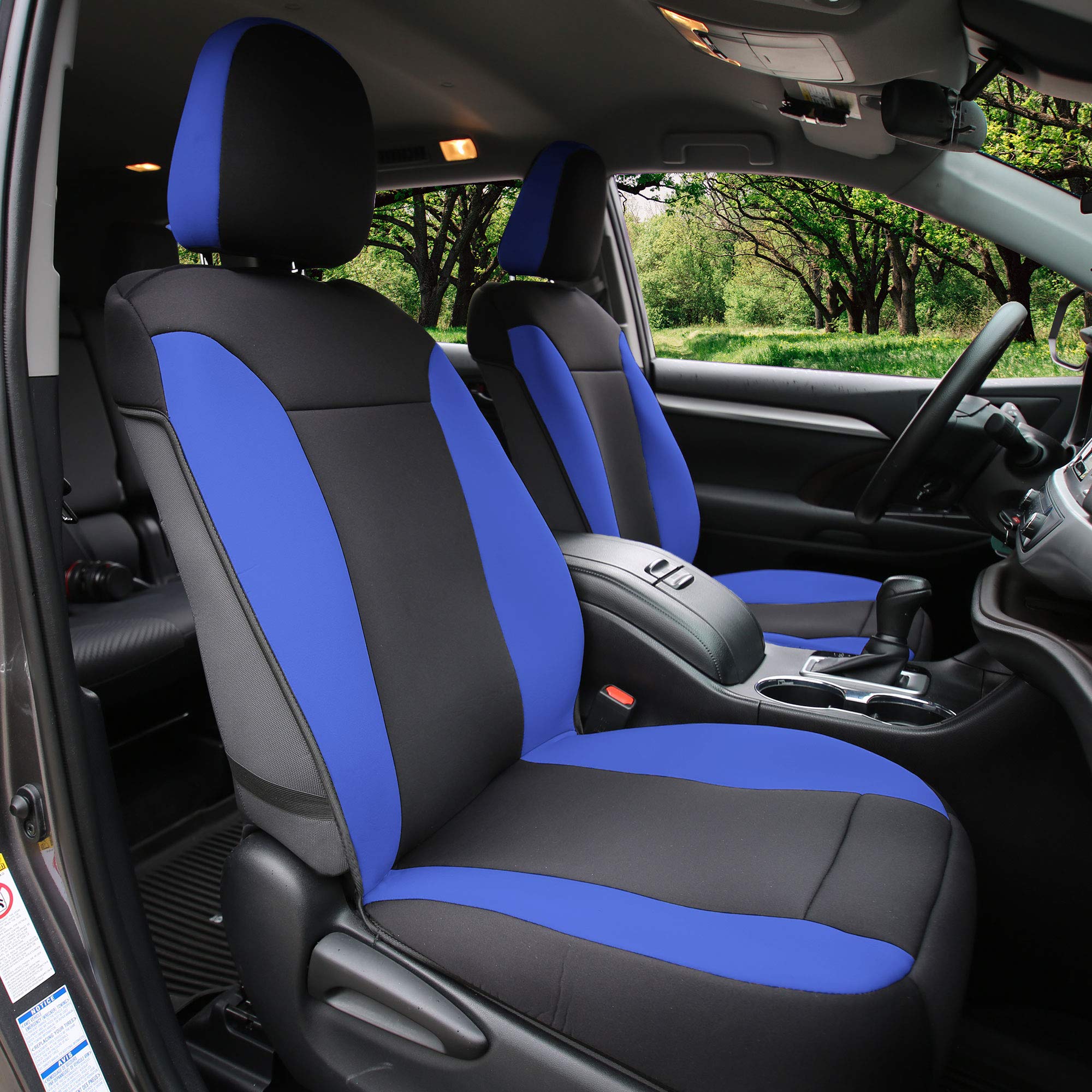 Premium FH Group Neosupreme Low Back Car Seat Covers - Universal Fit for SUV & Van - Airbag Compatible with Removable Headrest (Blue) - Perfect for Road Trips & Daily Commutes