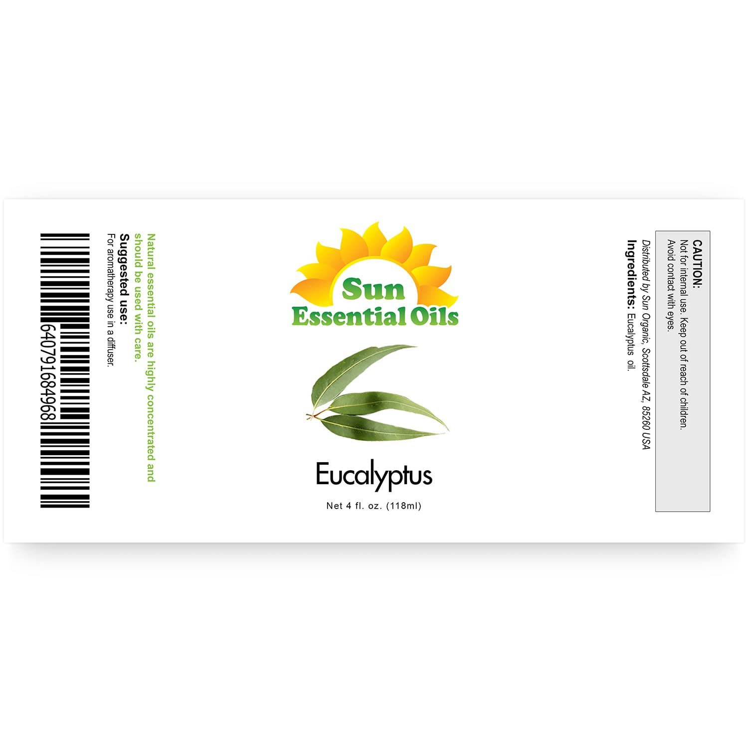 Pure Eucalyptus Essential Oil 4oz - 100% Natural Aromatherapy Oil for Diffusers, Massage & Stress Relief - Sun Essential Oils for Home Spa & Relaxation