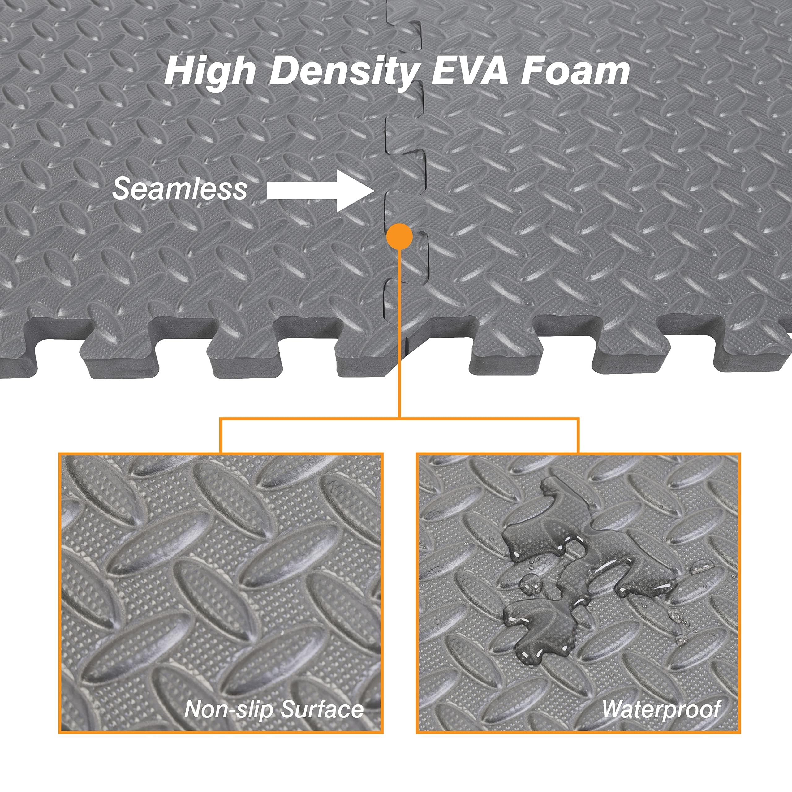 Torin Interlocking Foam Tiles Puzzle Mats - 24 SQ FT EVA Gym Flooring for Home Workouts, 1/2 Inch Thick Exercise Mat (6 Tiles, Grey) | Ideal for Home Gym, Yoga, Kids Play Area & Garage Workout Space