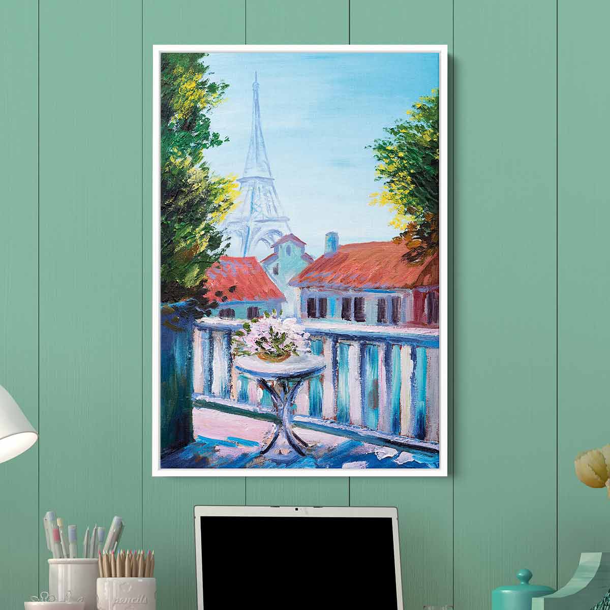 Blue Eiffel Tower Wall Art Canvas Print - Parisian Decor for Living Room, Bedroom & Office | Modern Home Decoration Gift Idea