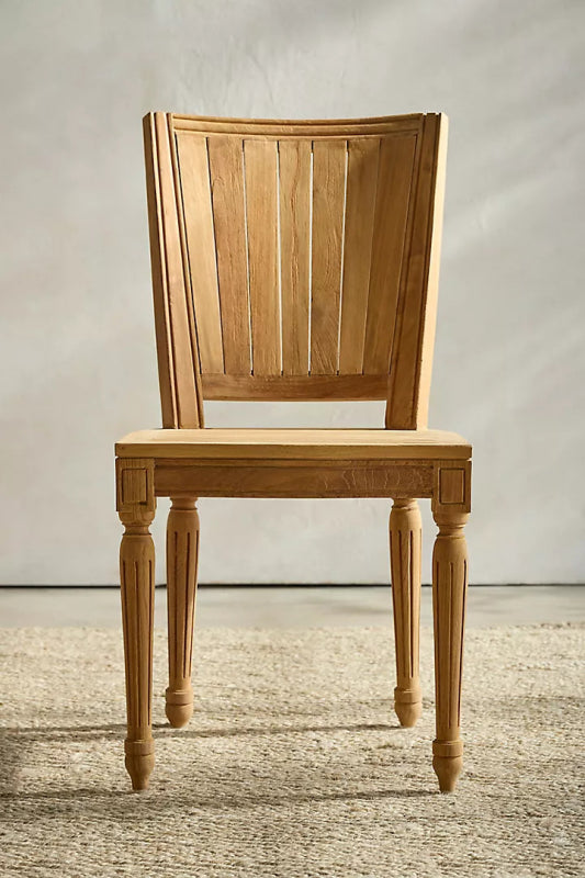 Hand Carved Wooden Garden Chair - Natural Finish, Rustic Outdoor Patio Furniture for Backyard, Porch, and Garden Decor