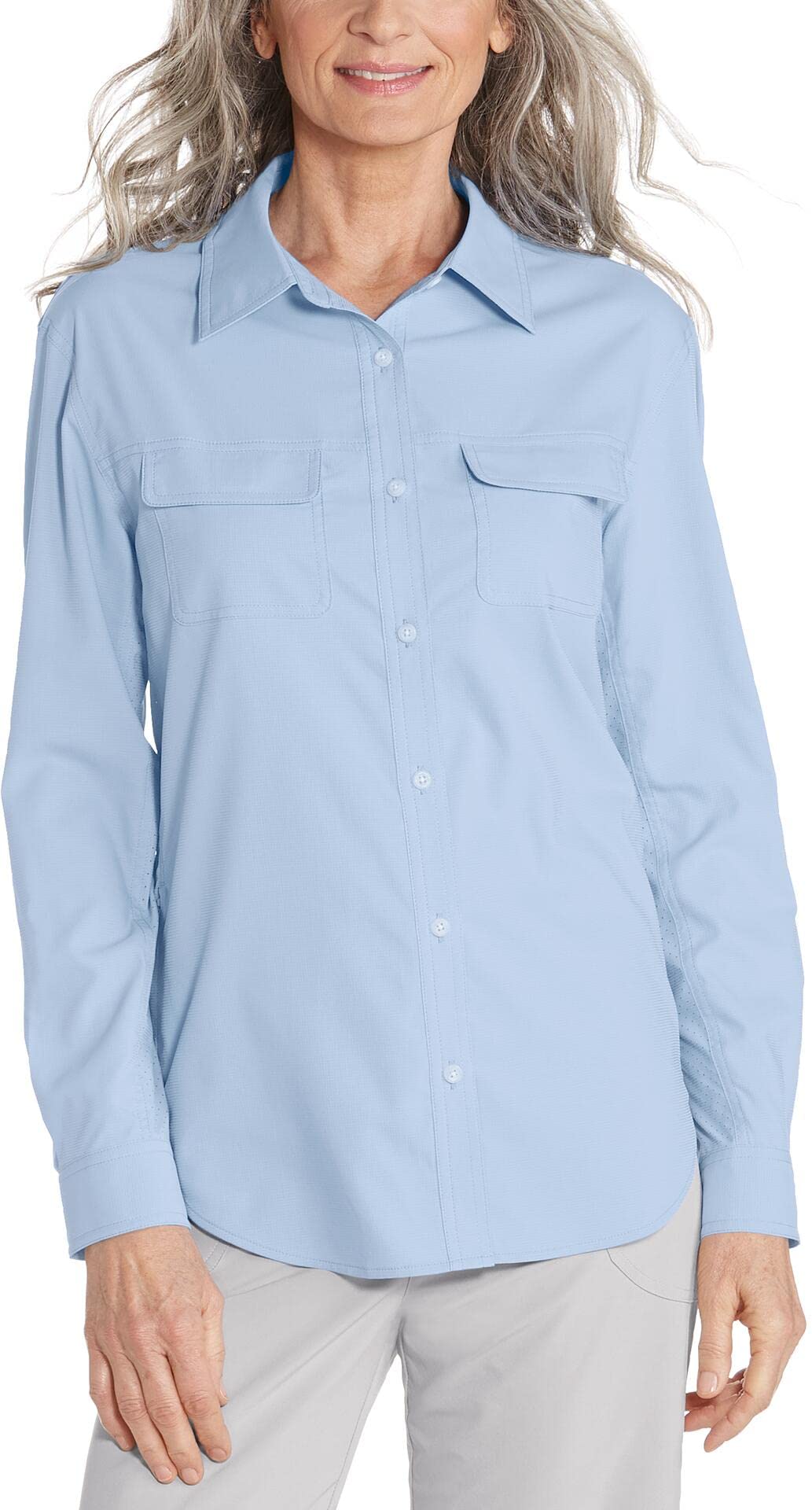 Coolibar UPF 50+ Women's Mylitta Sun Protective Travel Shirt - Lightweight Long Sleeve UV Protection for Hiking, Beach & Outdoor Activities