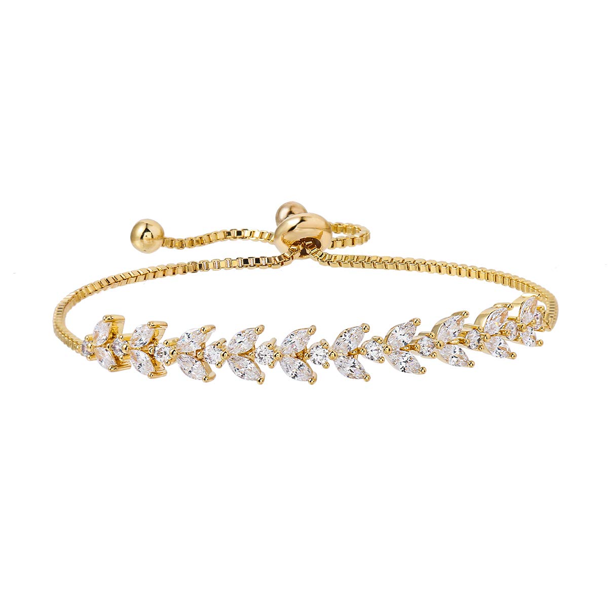 MEEDOZ Adjustable Women's Bridal Wedding Tennis Bracelet - Marquise Teardrop Cubic Zirconia Jewelry Chain Bracelet for Party, Prom, Anniversary & Special Occasions | Elegant Gift for Bride, Bridesmaids & Formal Events