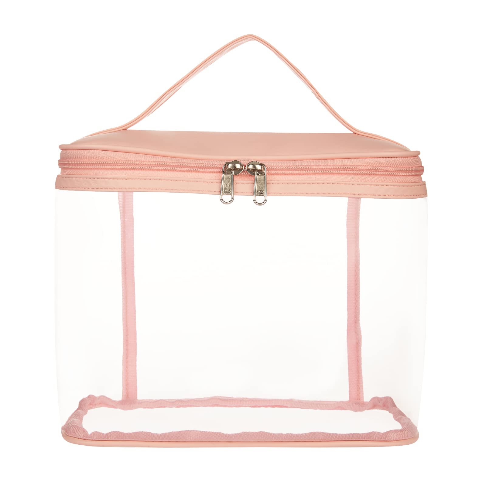 Clear Toiletry Bag for Travel - Small See-Through PVC Cosmetic Organizer, Waterproof Makeup Pouch for Carry-On Suitcases & Airplane Essentials (Pink) - Perfect for TSA Compliance, Gym Toiletries & Weekend Getaways