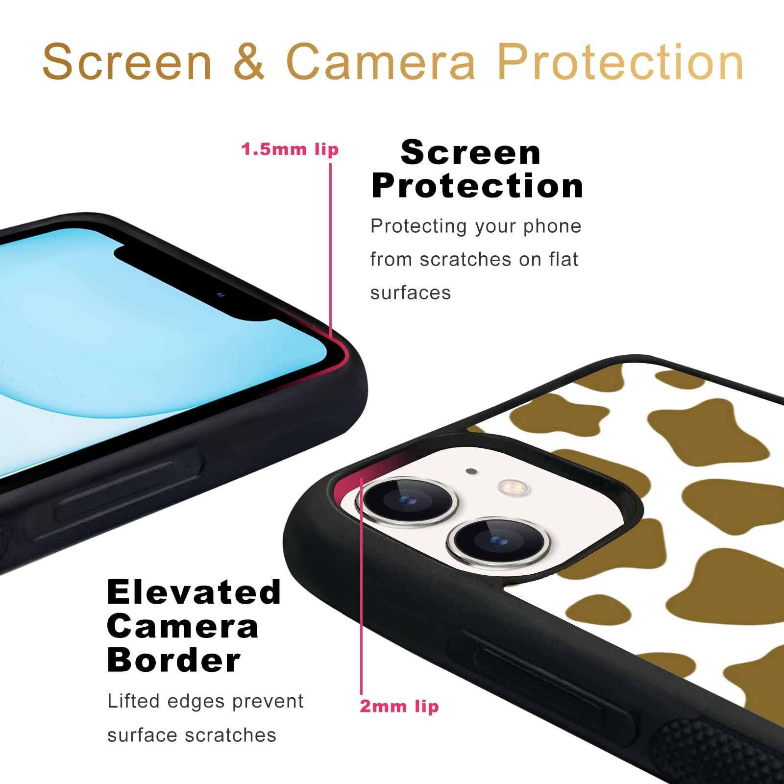 Aiyaya Cute Brown Cow Print iPhone Case - Soft Protective Cover for iPhone 14/13/12/11/X/8/7 Plus - Trendy Animal Design for Women & Girls - Perfect for School, Work & Everyday Use