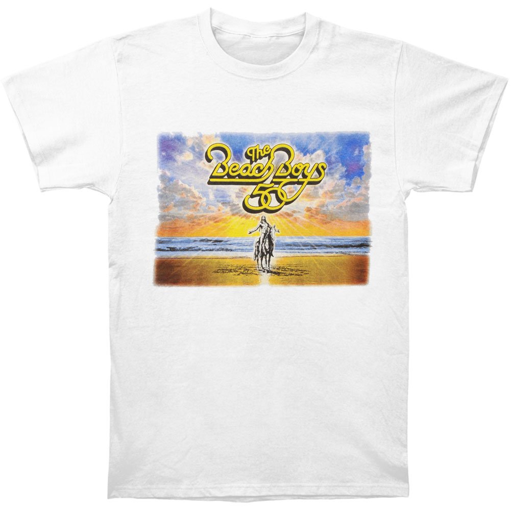 Beach Boys 50th Anniversary Tour T-Shirt for Men - Large Size White Cotton Tee - Perfect for Concerts, Beach Outings & Vintage Music Fans