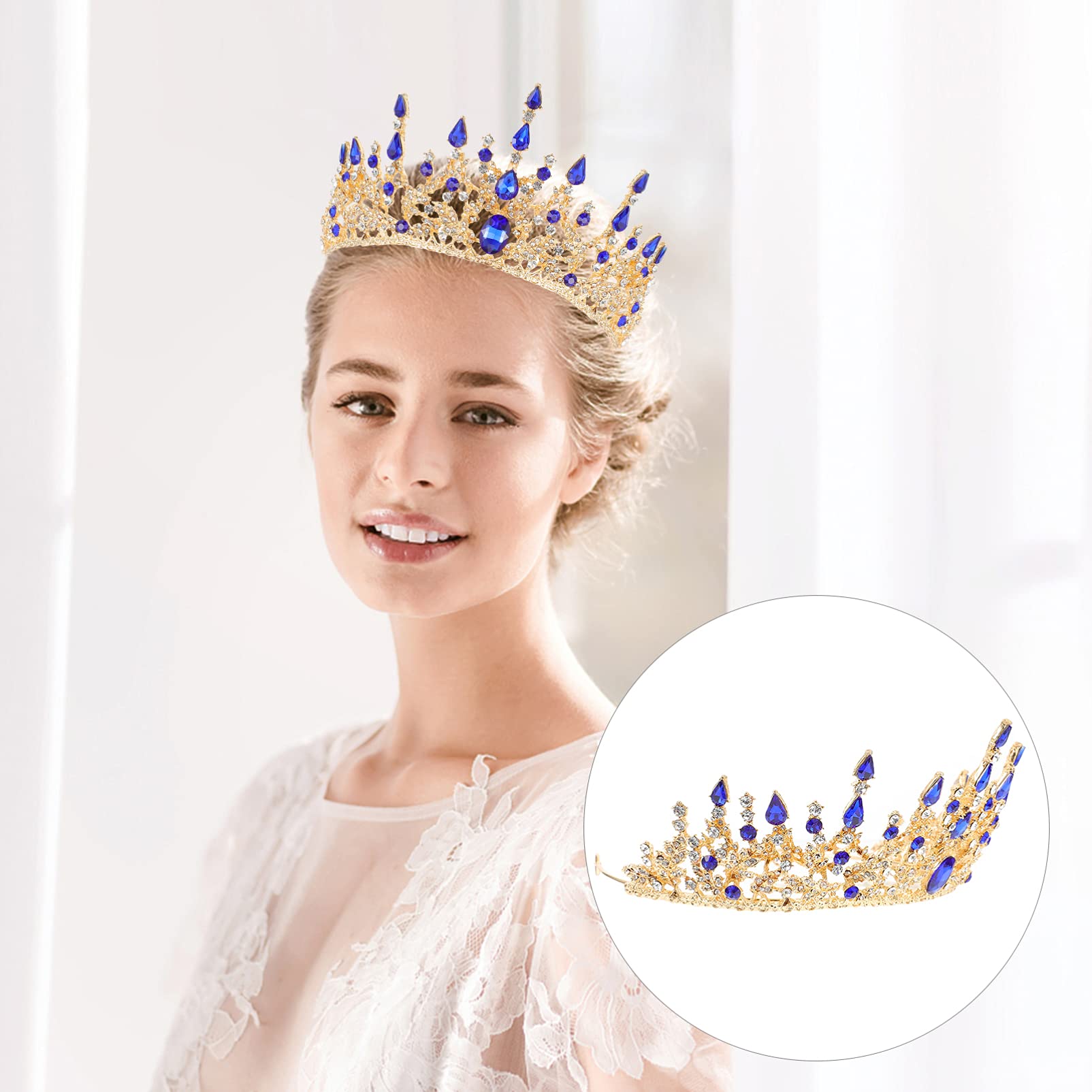 Elegant Rhinestone Bridal Tiara Crown for Weddings - Baroque Style Alloy Hairpiece with Veil for Brides, Prom, Miss Pageants & Birthday Celebrations - Perfect for Wedding Photos, Ceremonies & Special Occasions