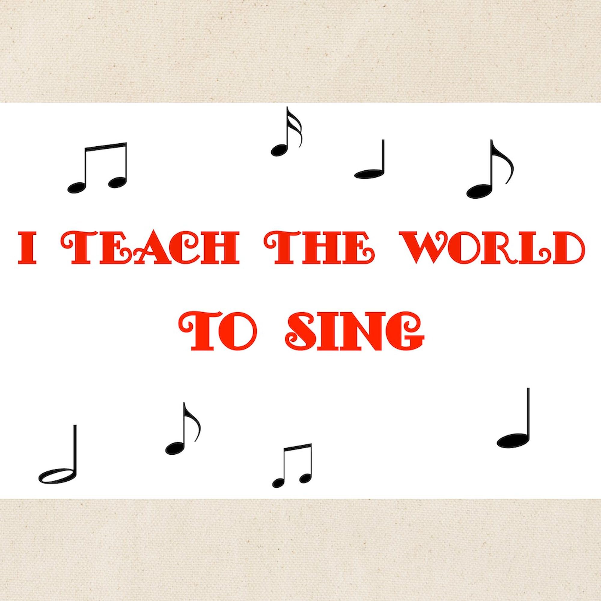 CafePress 'I Teach The World To Sing' Natural Canvas Tote Bag - Eco-Friendly Reusable Shopping Bag for Teachers, Choir Members & Music Lovers - Perfect for School, Groceries & Beach