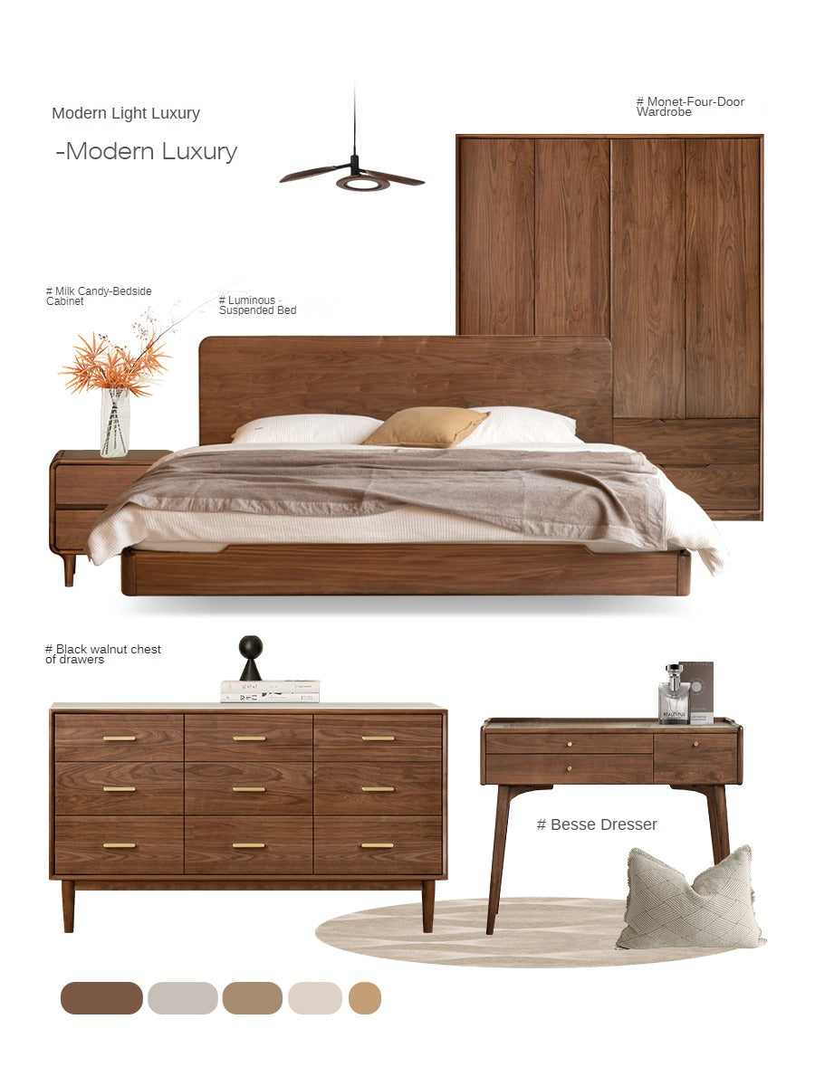 Solid Black Walnut Wood Large Wardrobe - Spacious Closet Organizer for Bedroom, Walk-in Closet & Master Suite Storage