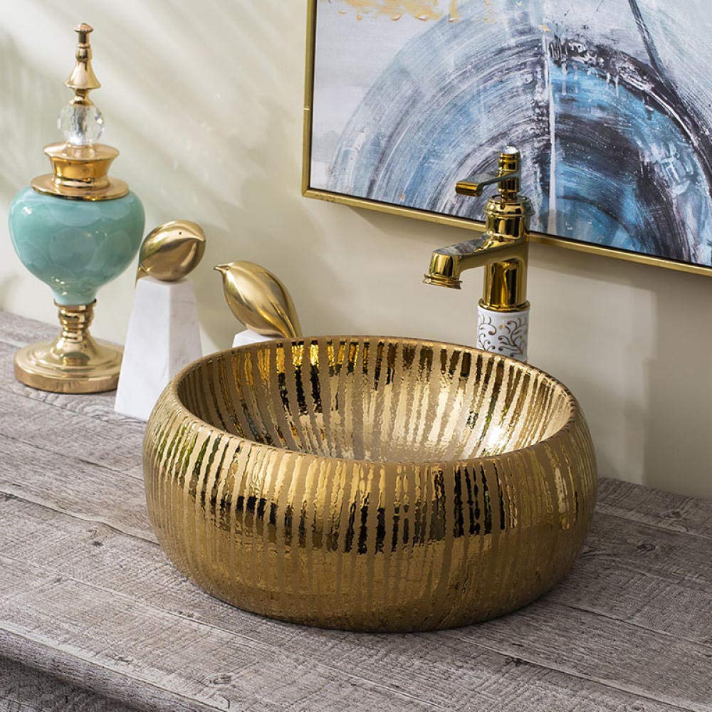 Handmade Ceramic Vessel Sink for Bathroom - Artisan Countertop Wash Basin (Sink Only) - Perfect for Modern Vanities, Powder Rooms & Luxury Bathroom Designs
