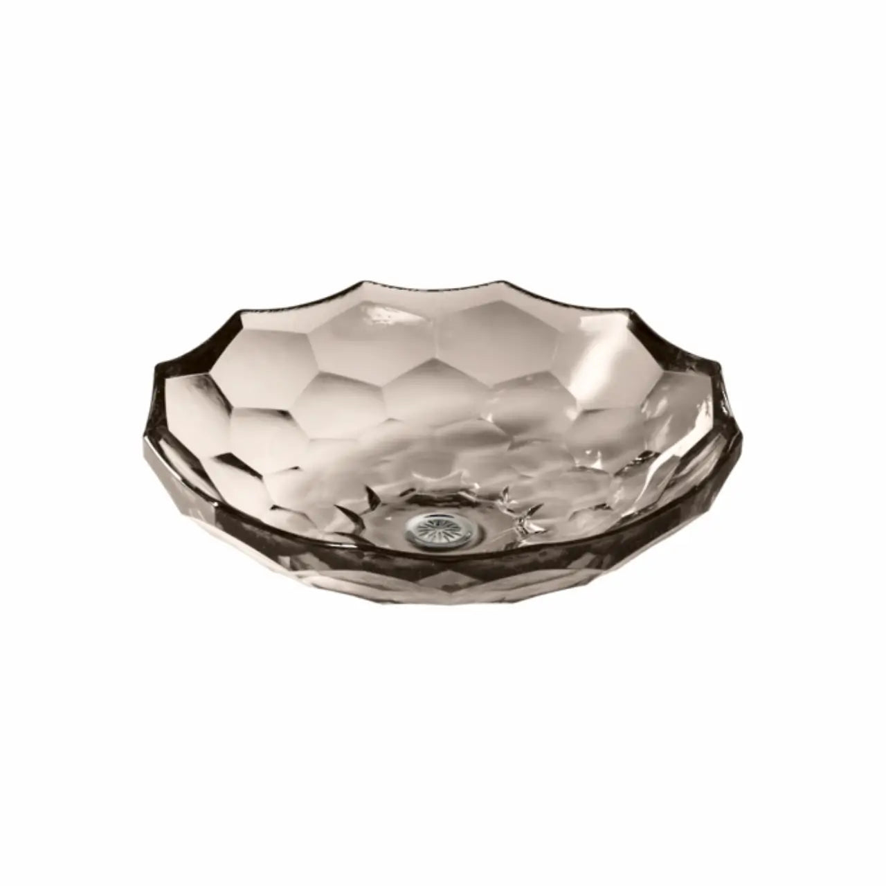 Briolette Faceted Glass Basin - Translucent Doe Design for Bathroom & Kitchen Sink | Modern Home Decor Accessory