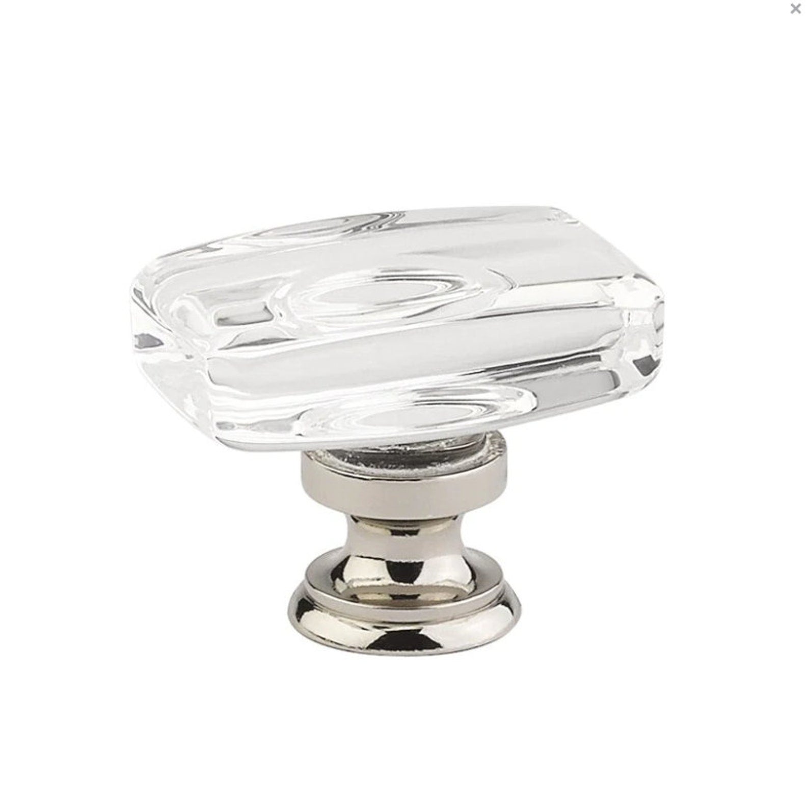 Polished Chrome Rectangle Clear Glass Cabinet Knob - Modern Cabinet Hardware for Kitchen, Bathroom & Furniture (Set of 10) - Perfect for Drawers, Dressers & Cabinets