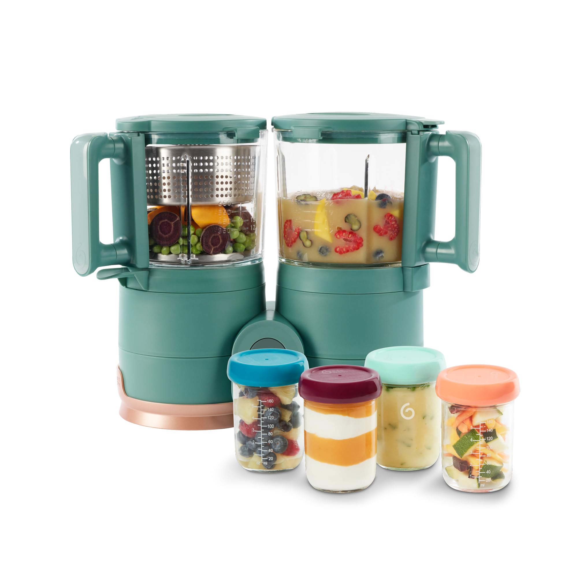 **Babymoov Duo Meal Glass Exclusive Bundle - Eco-Friendly Baby Food Maker with Non-Toxic Glass Steamer & Blender, Stainless Steel Basket, XL Capacity (Set of 4 Glass Containers Included) - Perfect for Homemade Baby Puree & Healthy Toddler Meals**