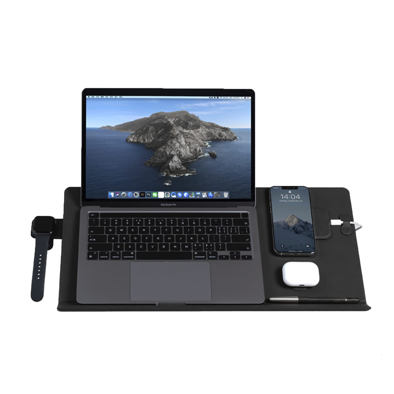MOFT Water-Resistant PU Leather Multifunctional Desk Mat - Adjustable Laptop Stand, Tablet Stand & Phone Holder - Desktop Organizer with Multi-Angle Display for Home Office, Study & Workspace