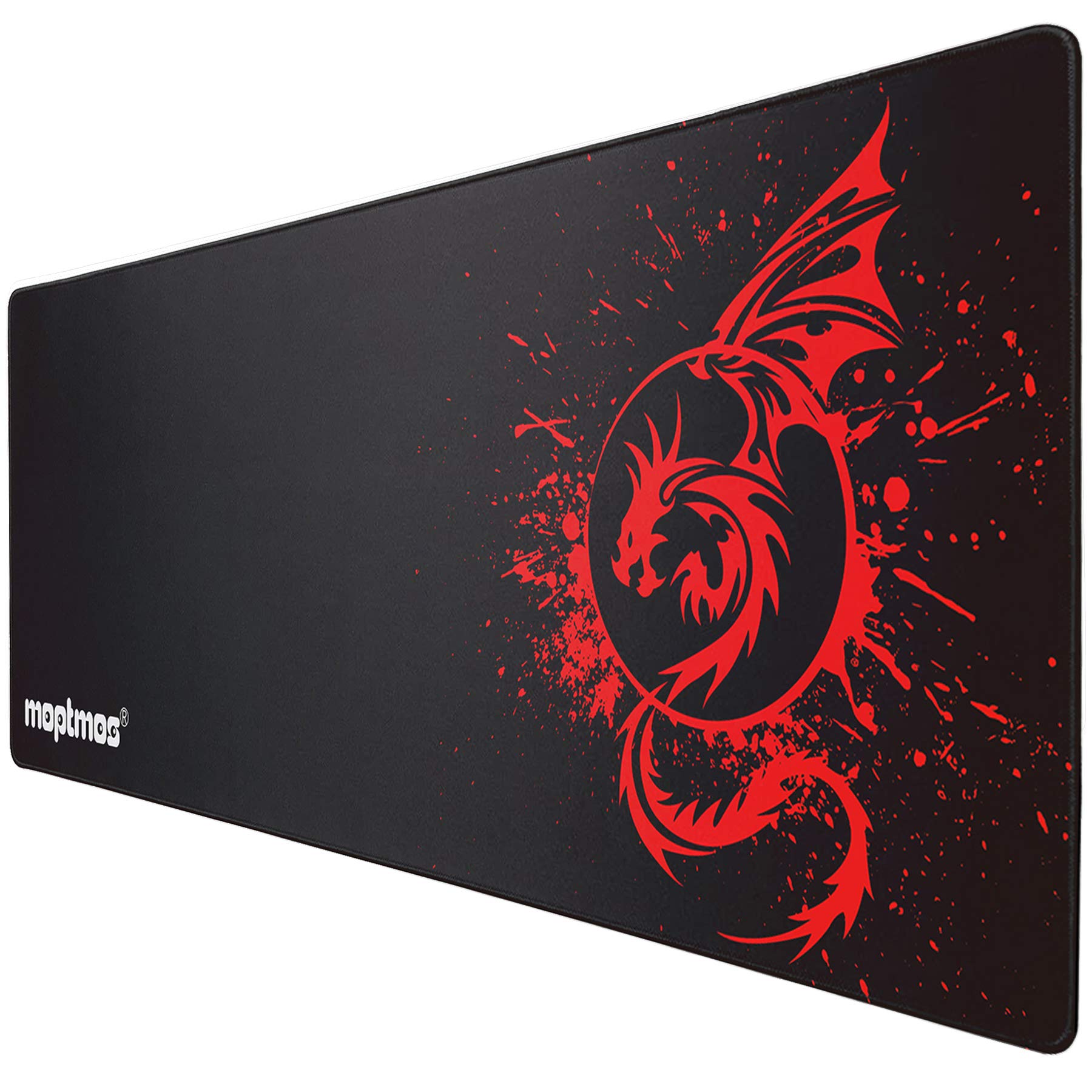 Large Gaming Mouse Pad with Dragon Design - Non-Slip RGB Extended Mouse Mat for PC, Laptop & Office Use - Perfect for Gamers, Programmers & Graphic Designers (A-Red)