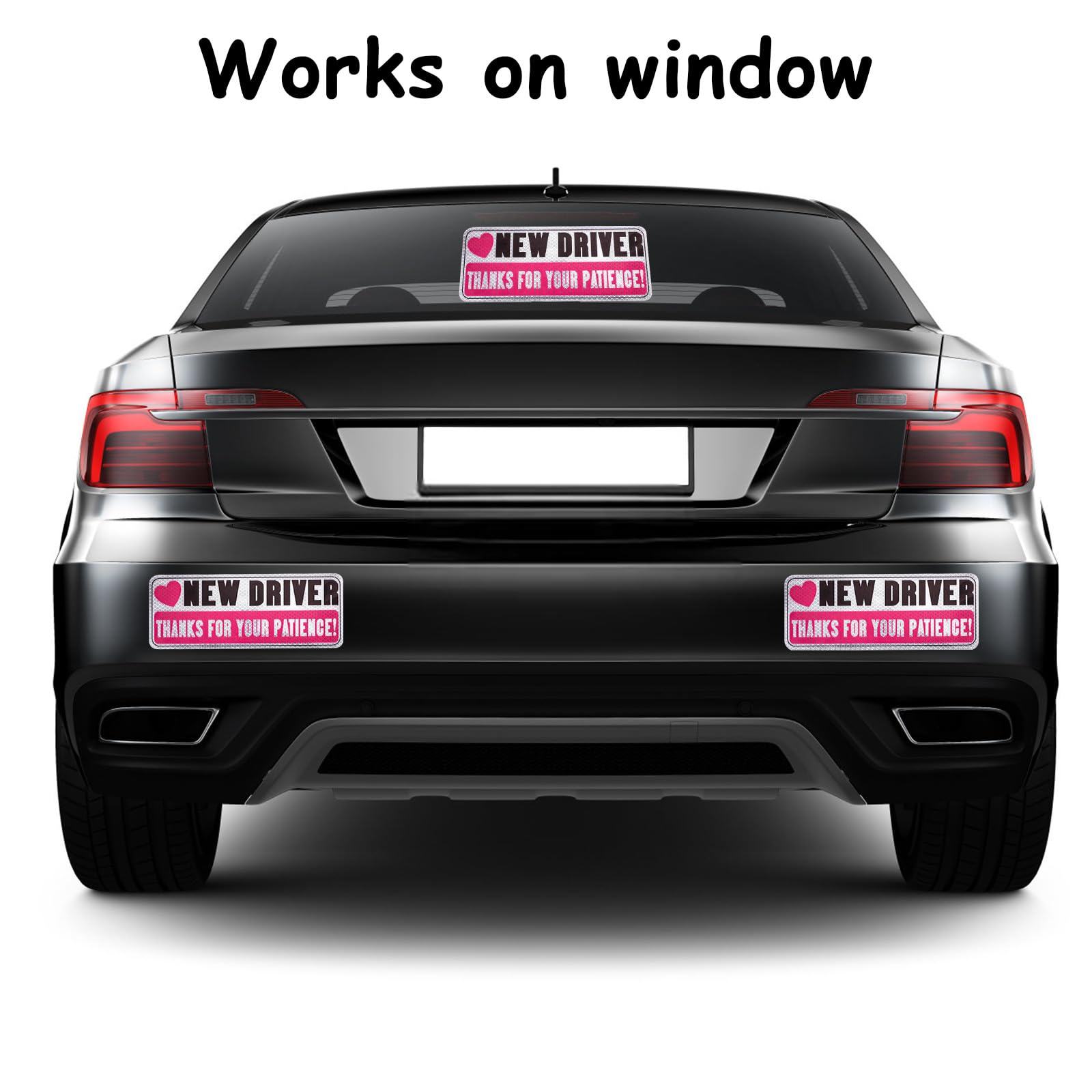 3pcs Reflective New Driver Stickers - Removable Bumper Decals for Novice Drivers | Car Exterior Accessories | Improve Road Safety for New Drivers | Perfect for Commuting, Driving Practice & Night Visibility