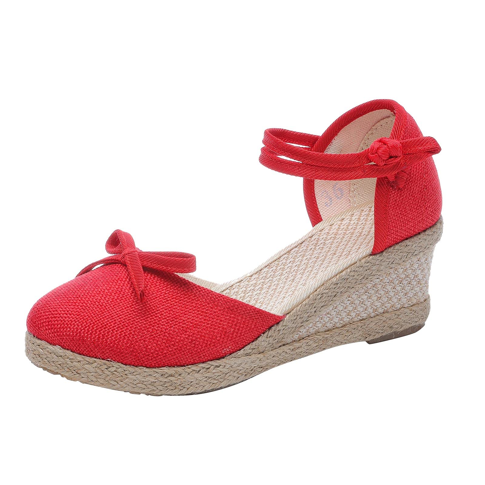 MLtuutou Women's Slip-on Wedge Sandals - Breathable Casual Shoes for Outdoor & Leisure, Size 9 (Red, 8.5) - Perfect for Beach, Vacation & Summer Walking