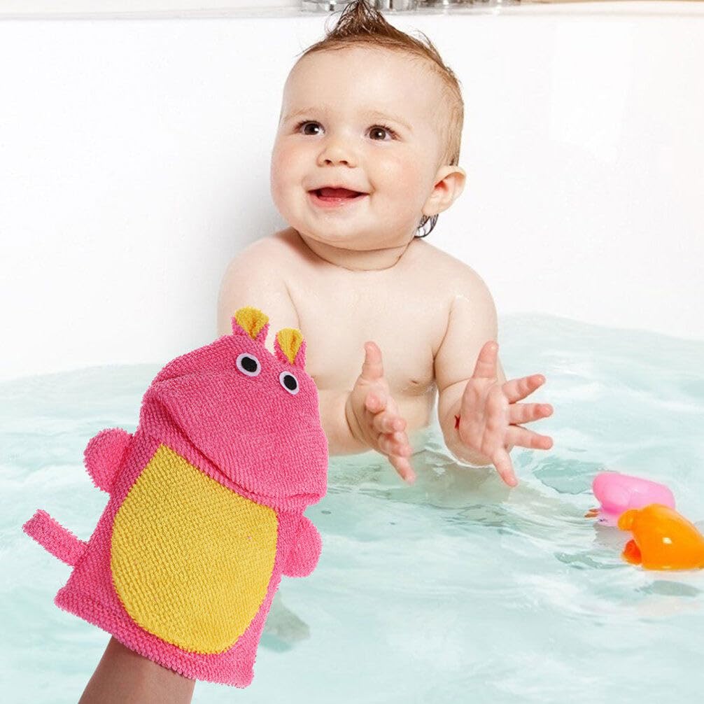 **4-Pack Cartoon Bath Mitts for Kids - Soft Wash Gloves & Body Towels for Toddlers - Portable Shower Mittens for Gentle Cleaning - Perfect for Bath Time, Baby Care & Sensitive Skin**    *(Ideal for Gentle Bathing, Baby Hygiene, Sensitive Skin Care & Fun Shower Time for Toddlers)*