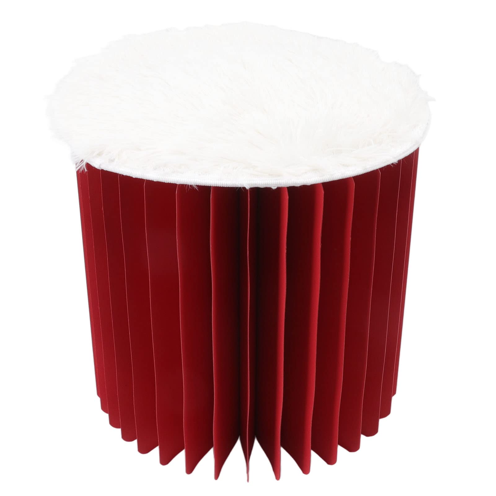 Foldable Paper Stool - Modern Accordion Design with Soft Felt Seat | Easy Assembly Portable Chair for Home, Office & Outdoor Use | Stylish Decor & Gift Idea (Red)