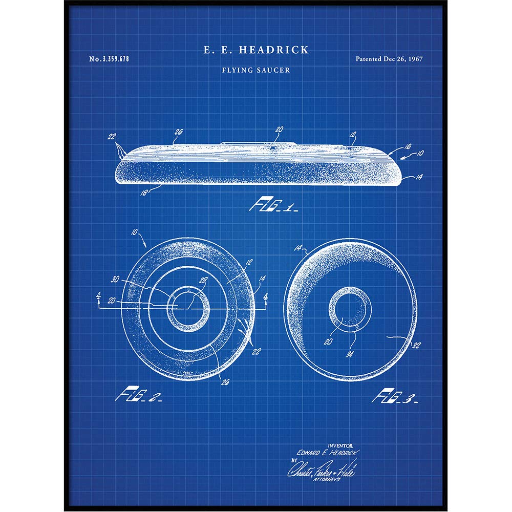 Vintage Frisbee Patent Poster - Disc Golf Wall Art Decor, Frisbee Golf & Disc Golf Patent Print, Unique Frisbee Poster for Home & Office - Perfect for Sports Enthusiasts & Game Room Decor