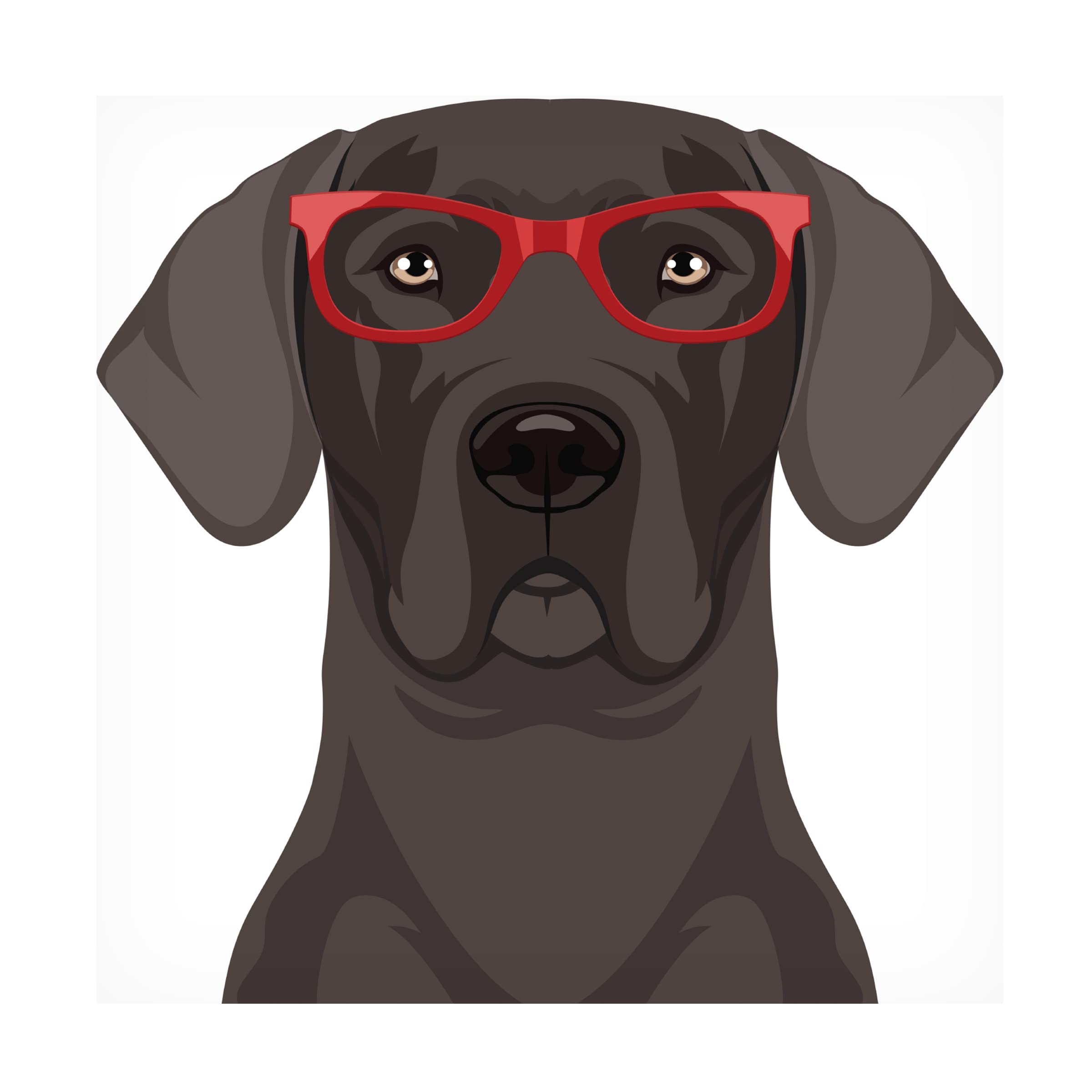 Trademark Fine Art 'Great Dane Wearing Hipster Glasses' Canvas Wall Art Print - Modern Pet Portrait Decor for Living Room, Bedroom & Office