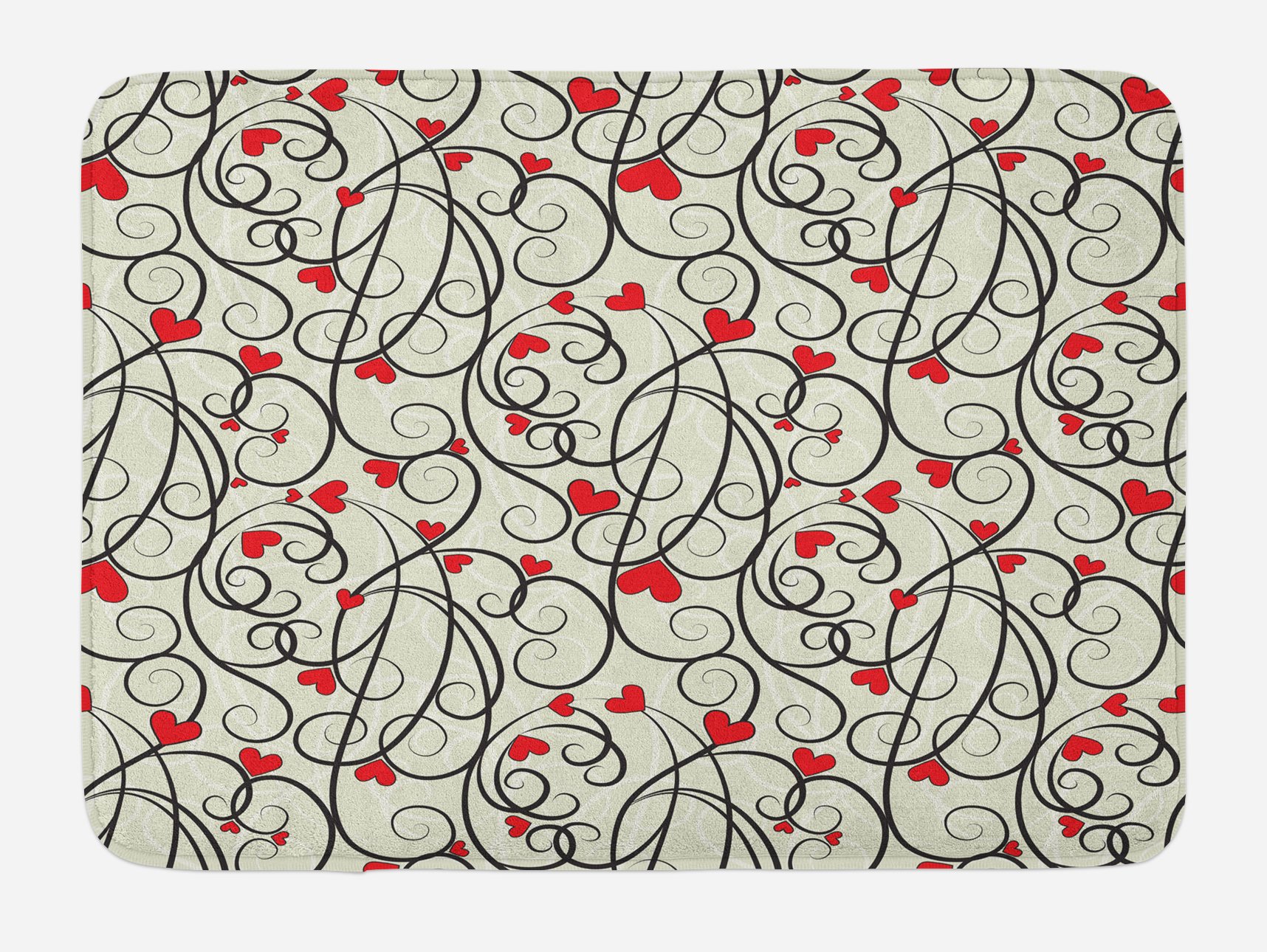 Ambesonne Plush Non-Slip Bath Mat with Floral Heart Design - 30.2