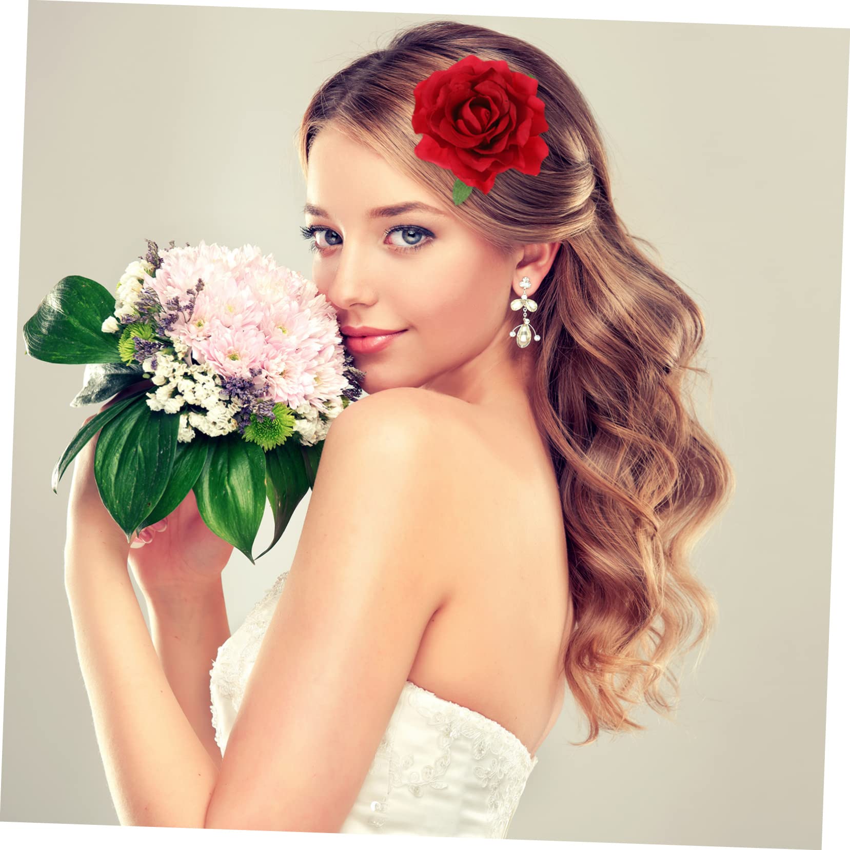 FOMIYES 12-Piece Red Artificial Rose Hair Clips Set for Women & Girls - Perfect for Weddings, Parties, and Special Occasions | Elegant Floral Hair Accessories for Bridal, Prom, and Daily Styling