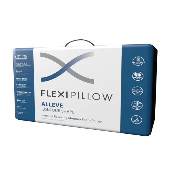Flexi Pillow Alleve Contoured Firm Memory Foam Pillow for Neck Pain Relief & Side Sleepers - Orthopedic Support for Better Sleep
