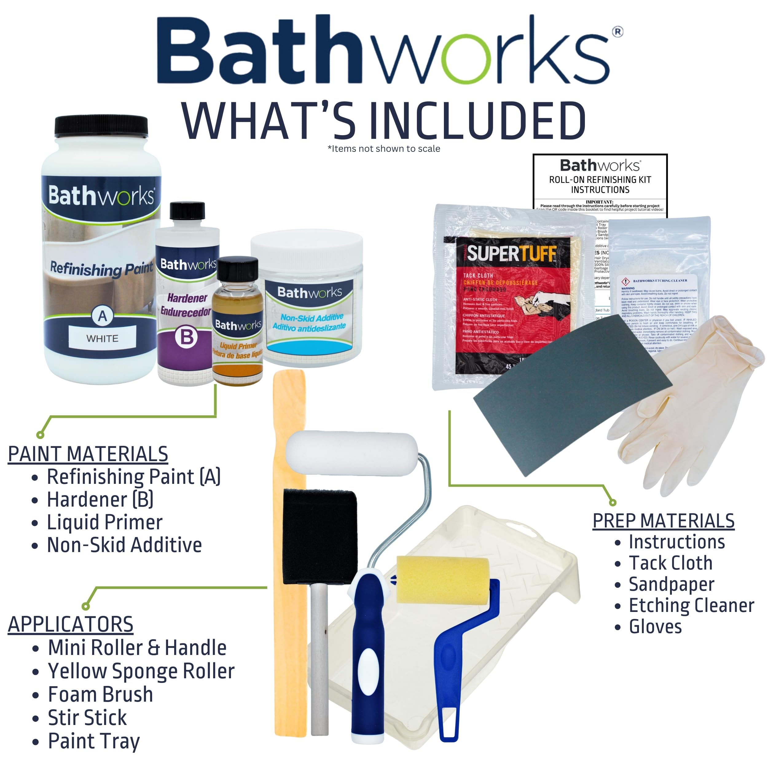 Bathworks Bathtub Refinishing Kit - Premium BONE Color Kit with White Silicone Caulk & Gun Included | DIY Bathtub Repair & Reglazing for Home Renovation