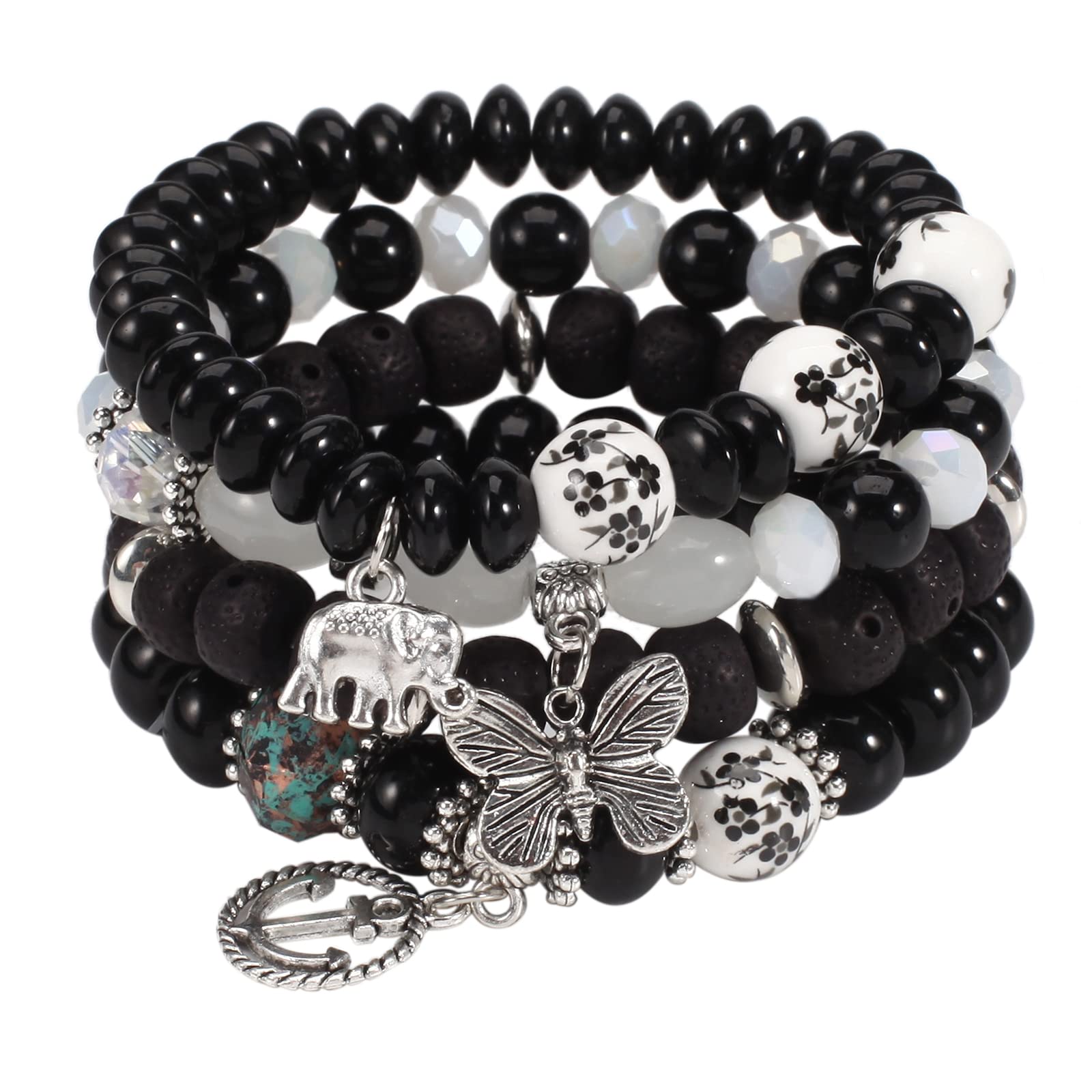 Stylish Bohemian Stretch Bracelets for Women - Multilayer Colorful Beaded Charm Bracelet Set | Perfect for Festival, Beach & Everyday Wear