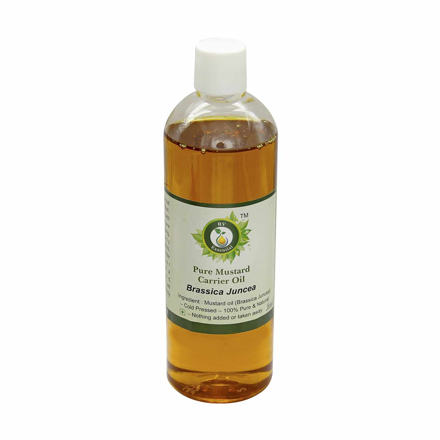 100% Pure Cold Pressed Mustard Oil (Brassica Juncea) - Unrefined Mustard Seed Oil for Hair Growth, Skin Care & Massage - 200ml (6.76oz) by R V Essential - Perfect for Aromatherapy, Cooking & Natural Beauty Treatments