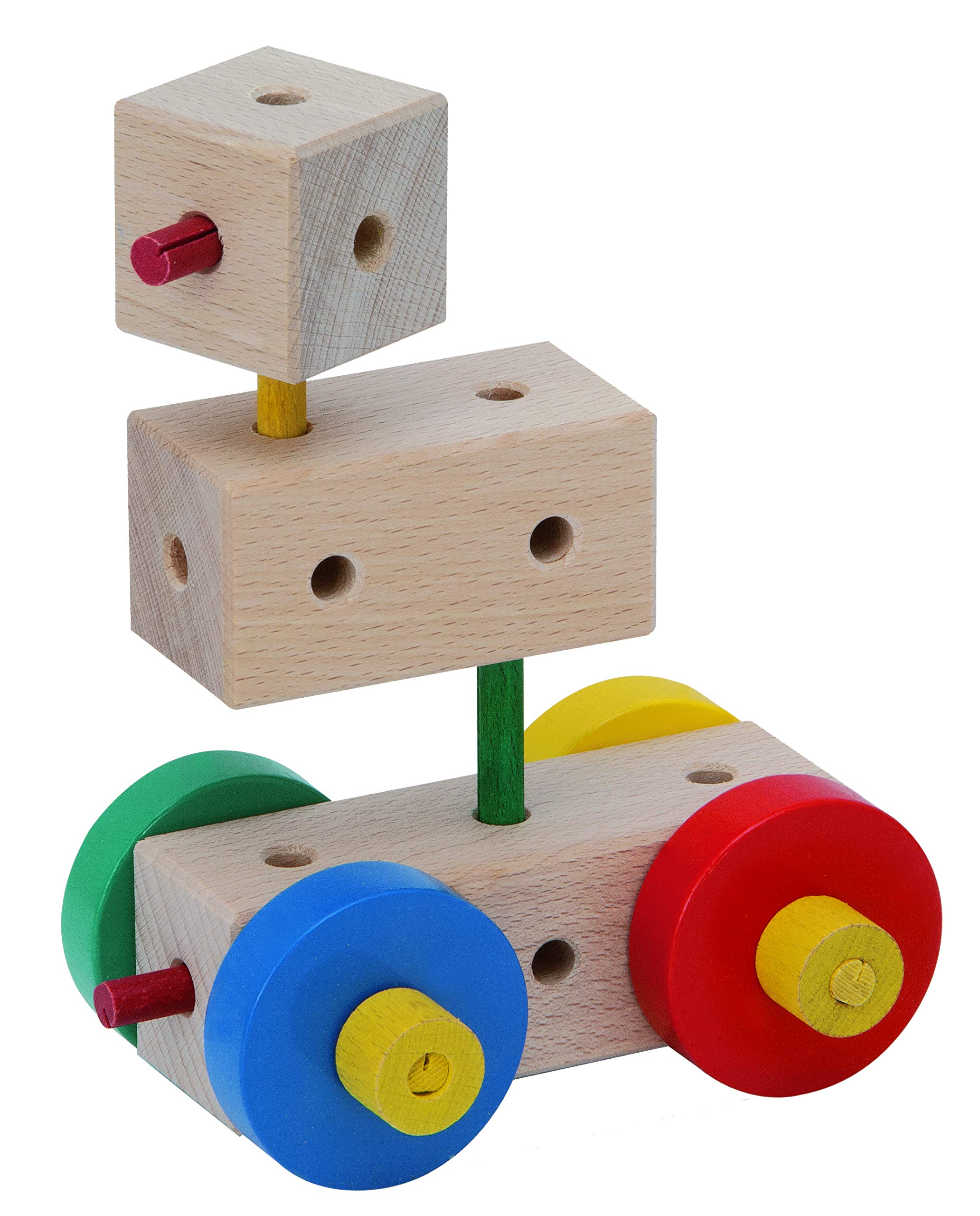 Matador M034 Wooden Building Blocks Set - PEFC Certified Austrian-Made, 44-Piece Multicolor Construction Kit for Kids | STEM Learning, Creative Play & Educational Toys