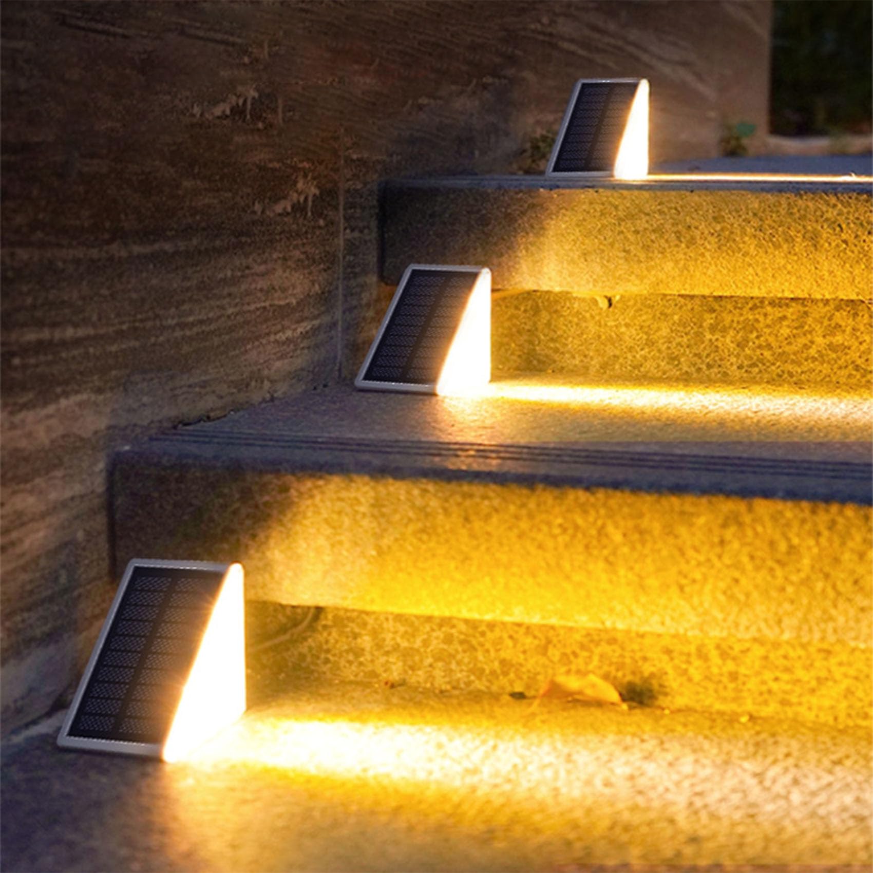 Solar Stair Lights Outdoor Waterproof - 6 Pack Warm White LED Step Lights for Patio, Yard, Porch, Front Door & Sidewalk | Solar Powered Staircase Lighting for Enhanced Curb Appeal & Nighttime Safety