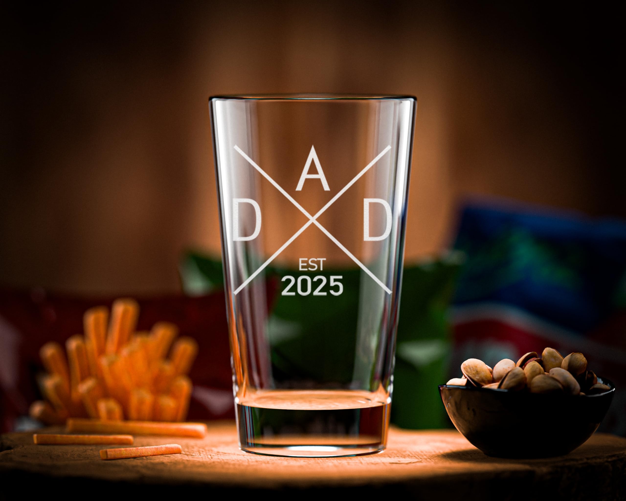 2025 Established Dad Pregnancy Announcement Beer Pint - First Time Father Gift for New Dads - Perfect for Baby Reveal Parties & Father's Day Celebrations