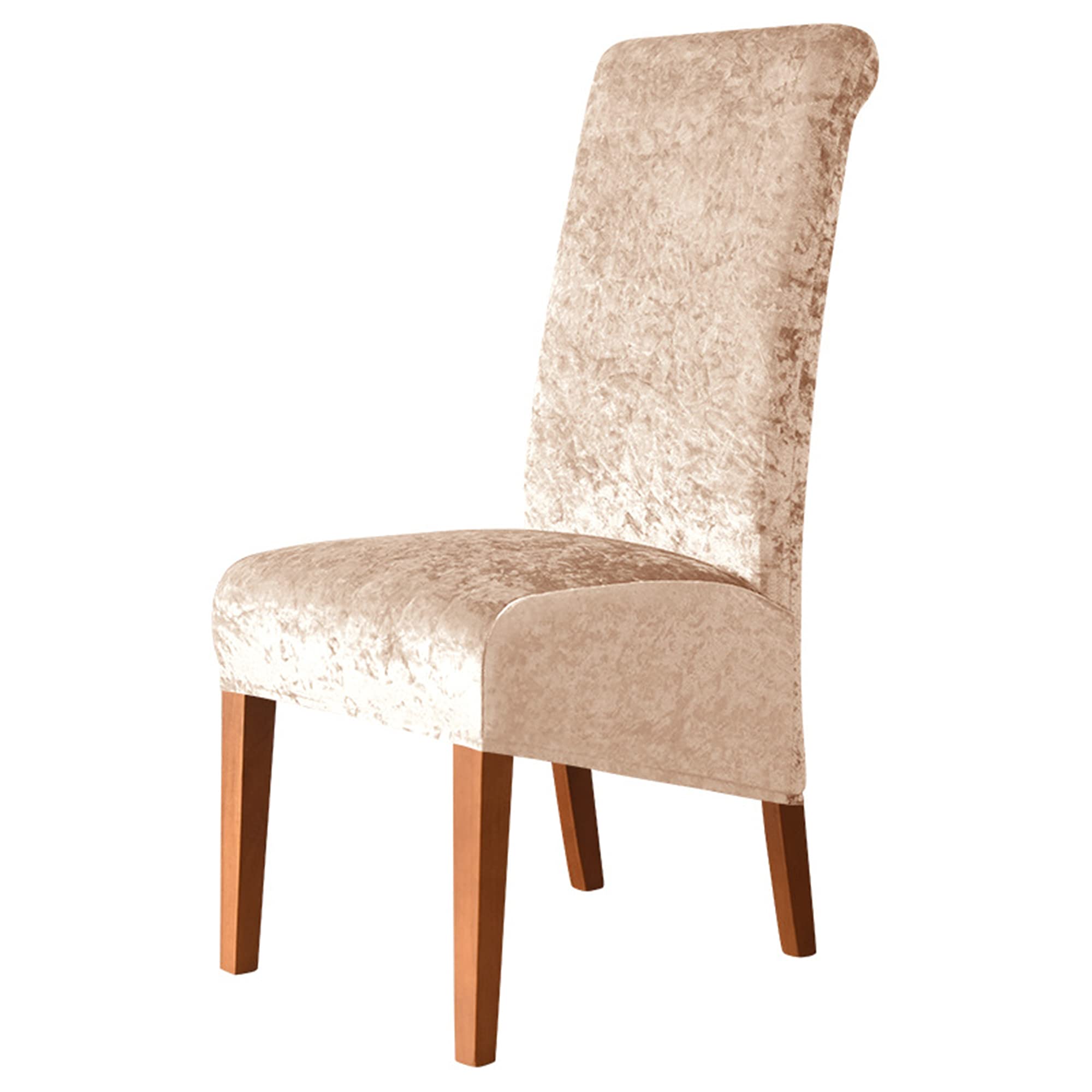 2 Pack Crushed Velvet Dining Chair Covers - Stretchable Slipcovers with Elastic Edge, Washable Seat Protectors for Wedding & Home Decor (Champagne) | Perfect for Dining Rooms, Events & Furniture Protection