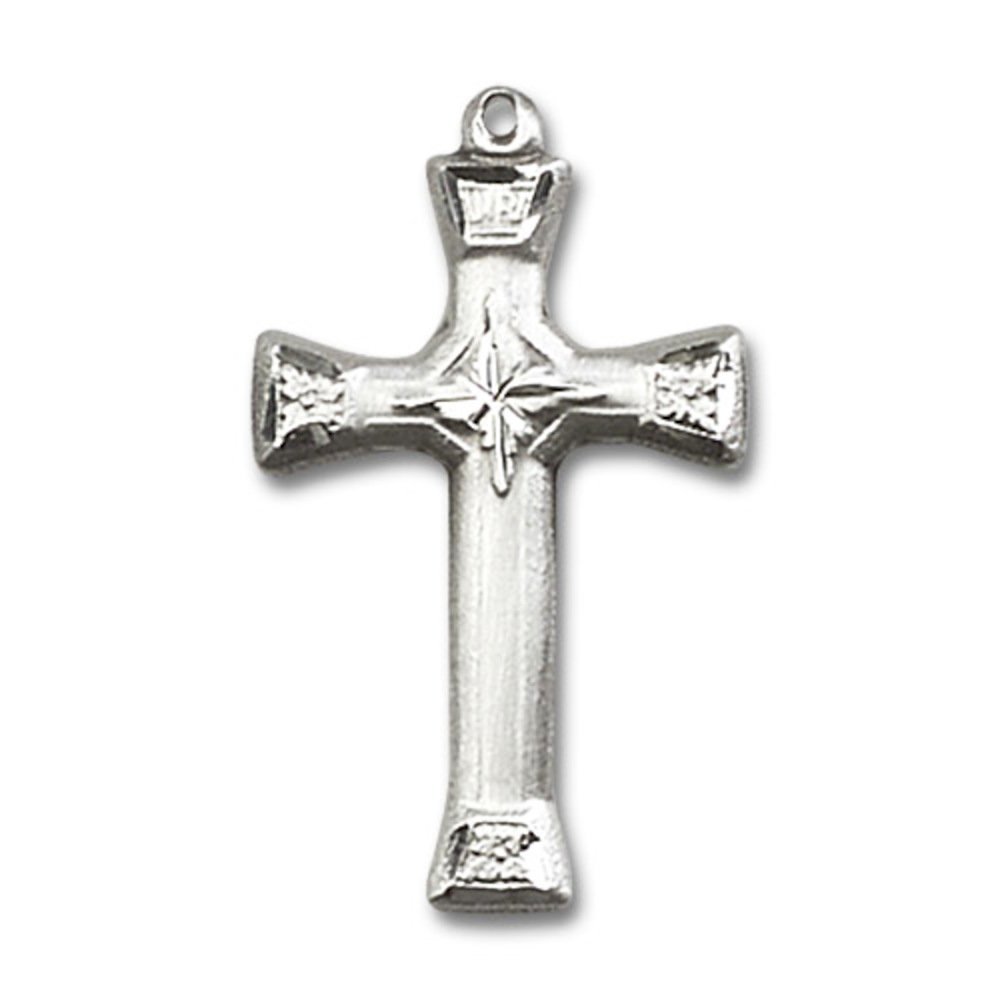 Sterling Silver Cross Pendant Necklace for Women & Men - 1 x 5/8 Inch Religious Jewelry with 18