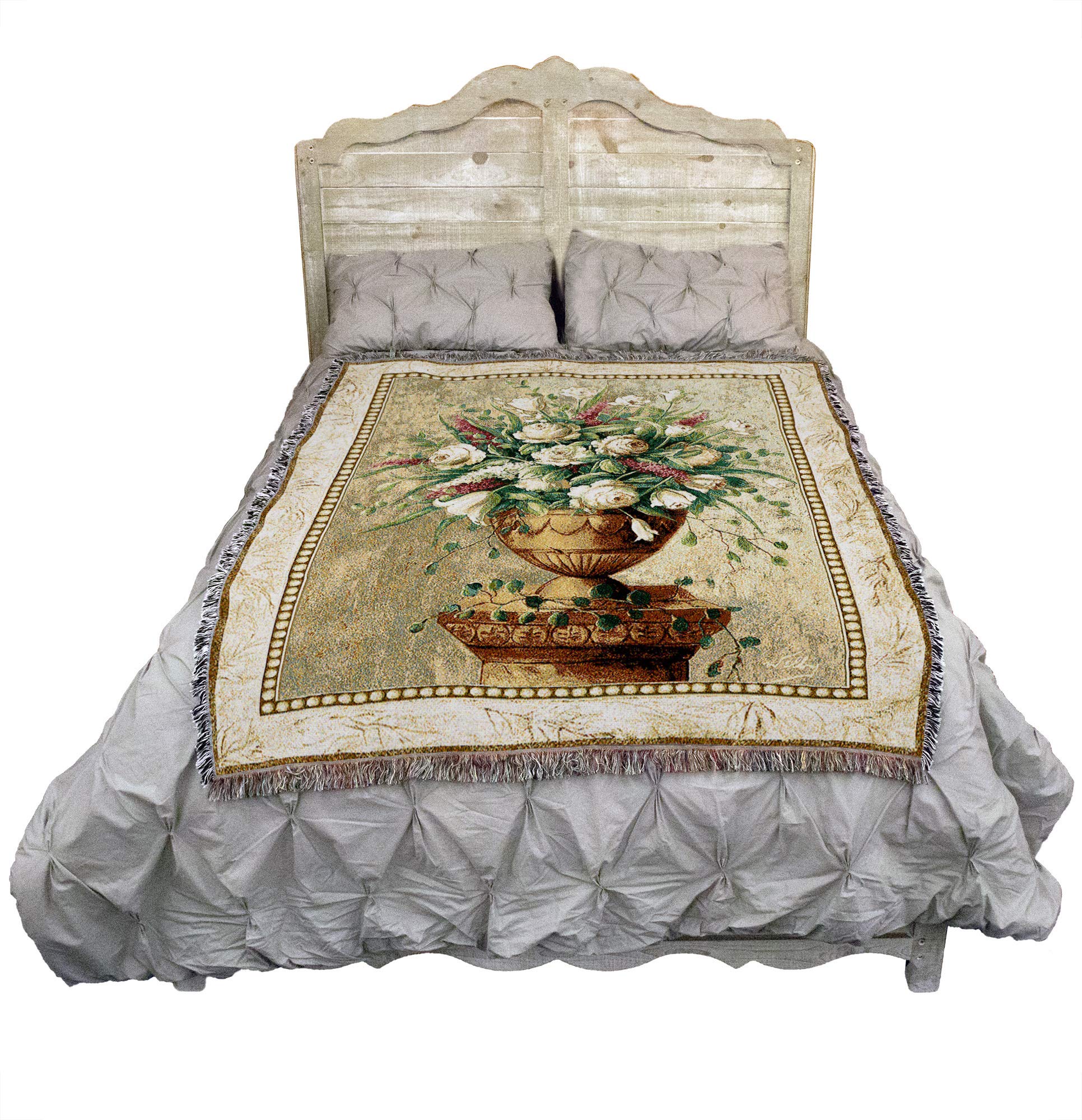 Pure Country Weavers Spring Blossoms Cotton Blanket - Floral Garden Throw Tapestry 72x54 Inches, Handwoven in USA - Perfect for Sofa, Bed & Outdoor Picnics