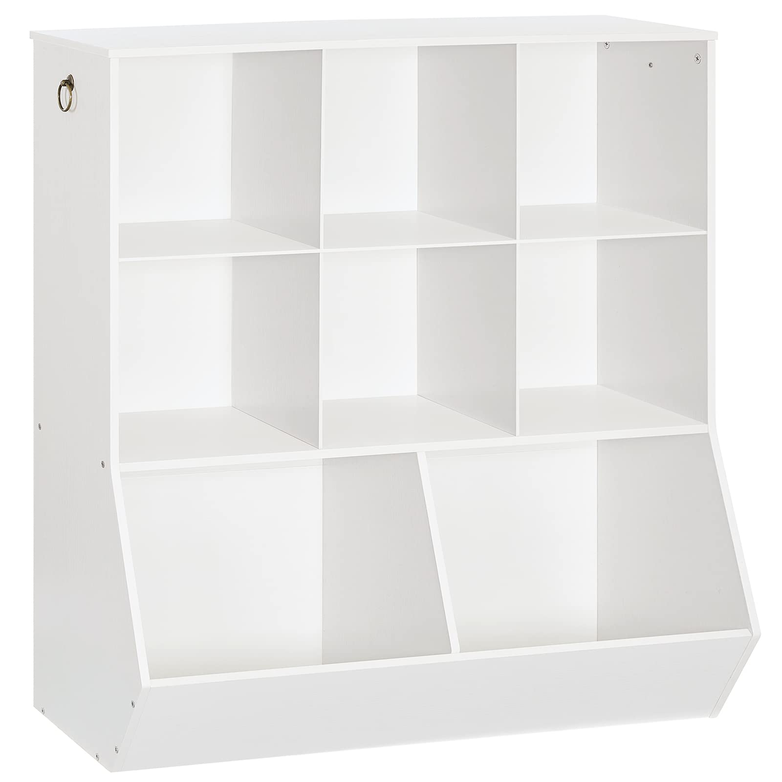 HOOBRO Kids Bookshelf and Toy Storage Organizer - 8-Cubicle Bookcase with Footboard for Playroom, Bedroom, Nursery & School - White WT35CW01G1 | Perfect for Organizing Children's Books, Toys & Learning Supplies in Home or Classroom