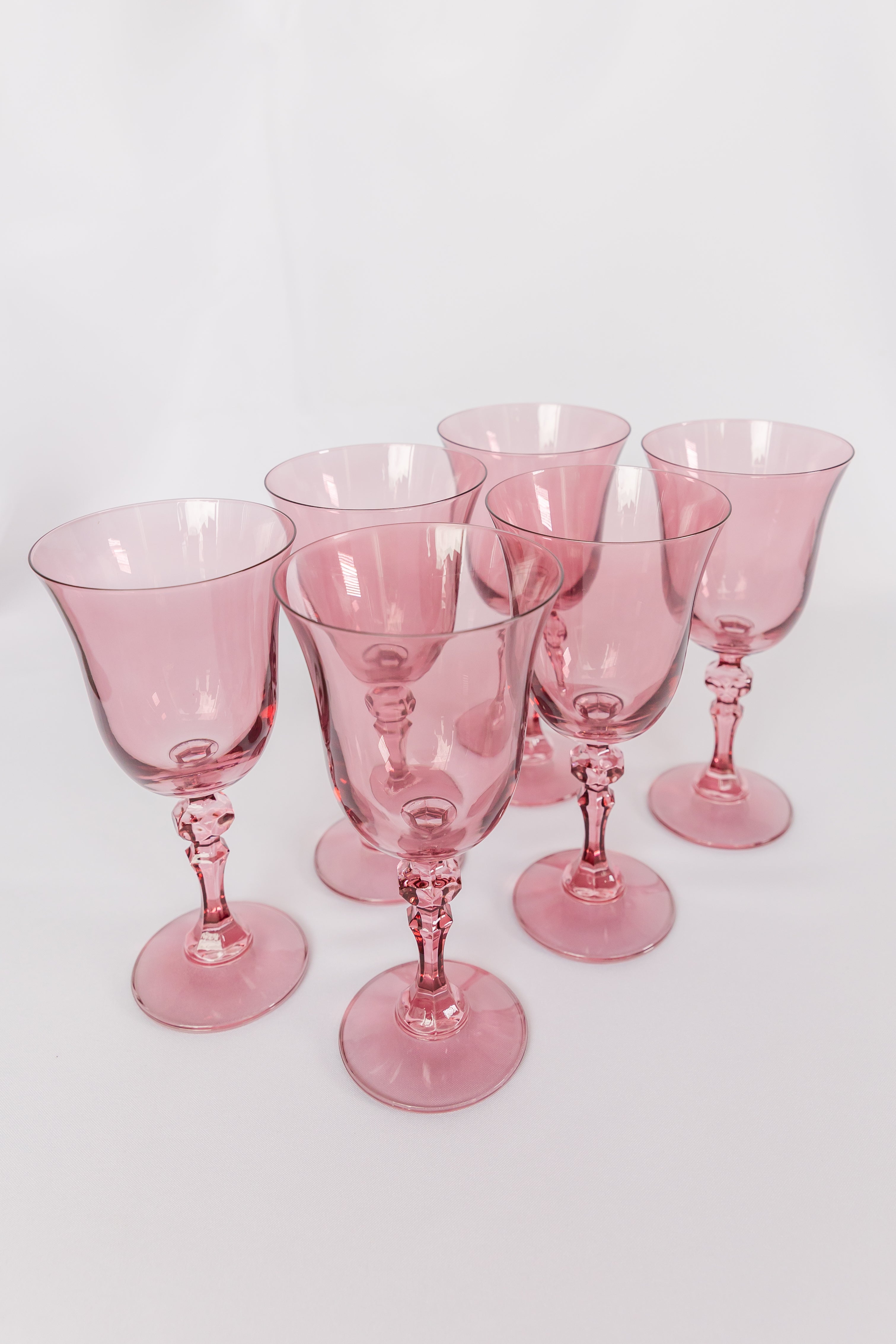 Estelle Colored Regal Goblet Set of 6 - Elegant Rose Wine Glasses for Fine Dining & Special Occasions