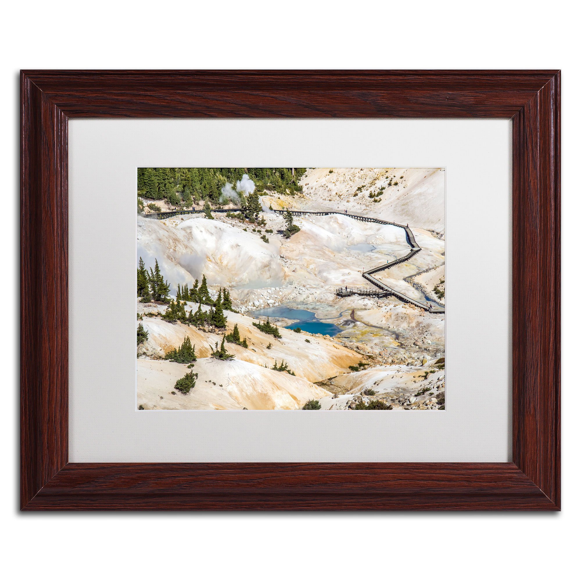 Pierre Leclerc Bumpass Hell White Matte Art Print - 11x14 Inch Framed Wall Art for Living Room, Bedroom & Office Decor | Trademark Fine Art Wood Frame