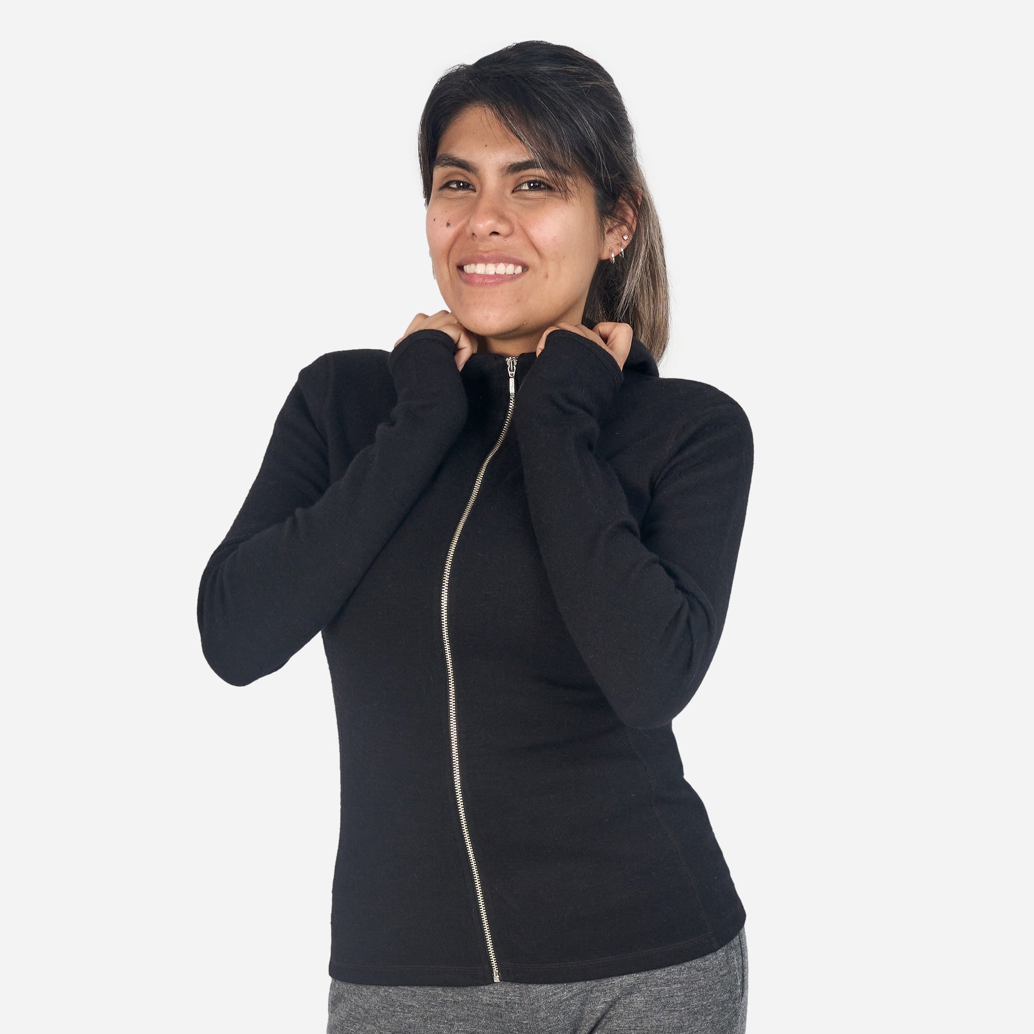 Women's Alpaca Wool Hoodie Jacket - 420 Midweight Full Zip Fleece Pullover for Outdoor Hiking & Winter Travel - Cozy Warm Sweatshirt for Casual Wear