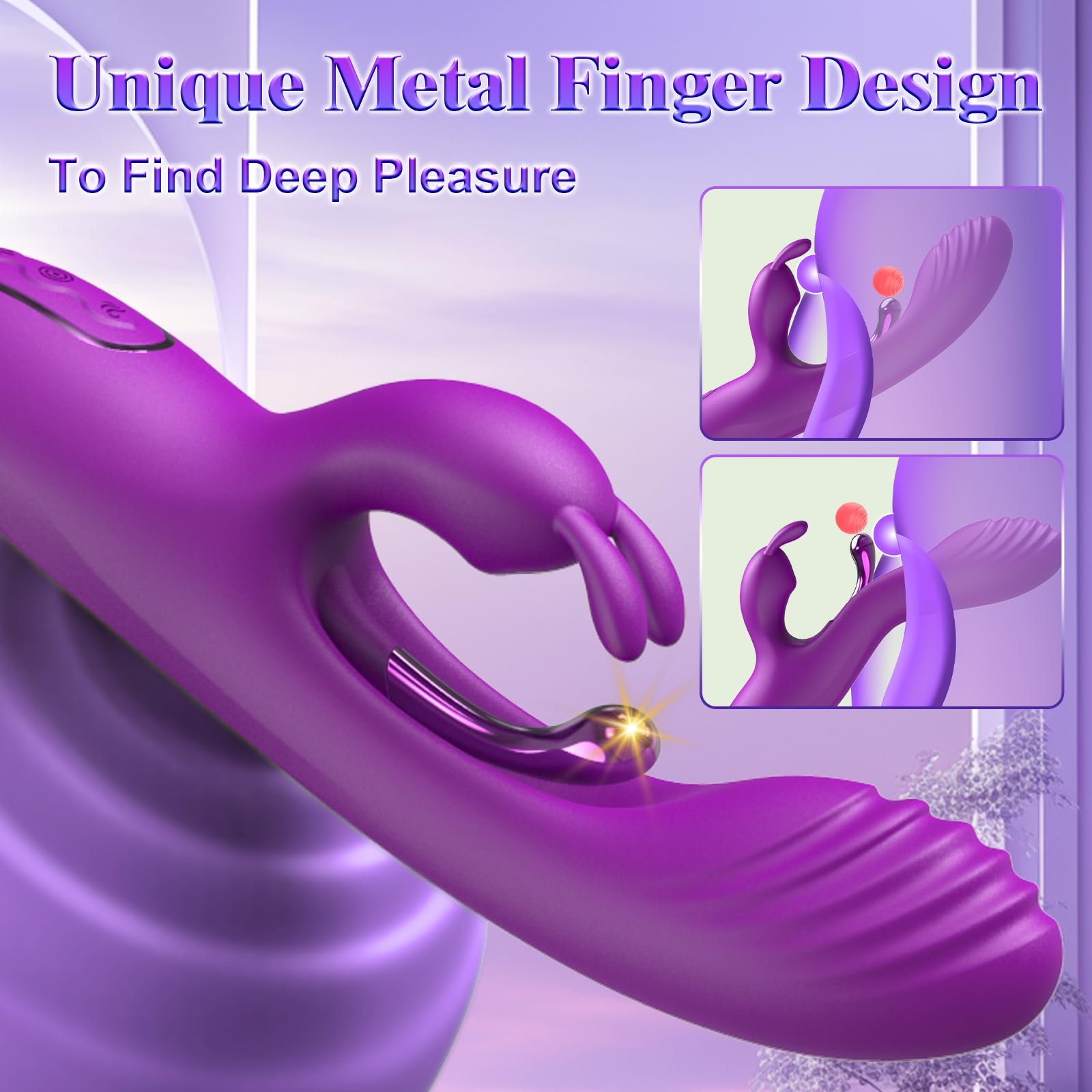 Rabbit Vibrator Clitoral Stimulator - 9 Powerful Vibration Modes, Waterproof Silicone G-Spot Dildo for Women, Purple Adult Sex Toy for Couples Play & Solo Pleasure | Perfect for Bedroom Fun, Sensual Massage & Naughty Games