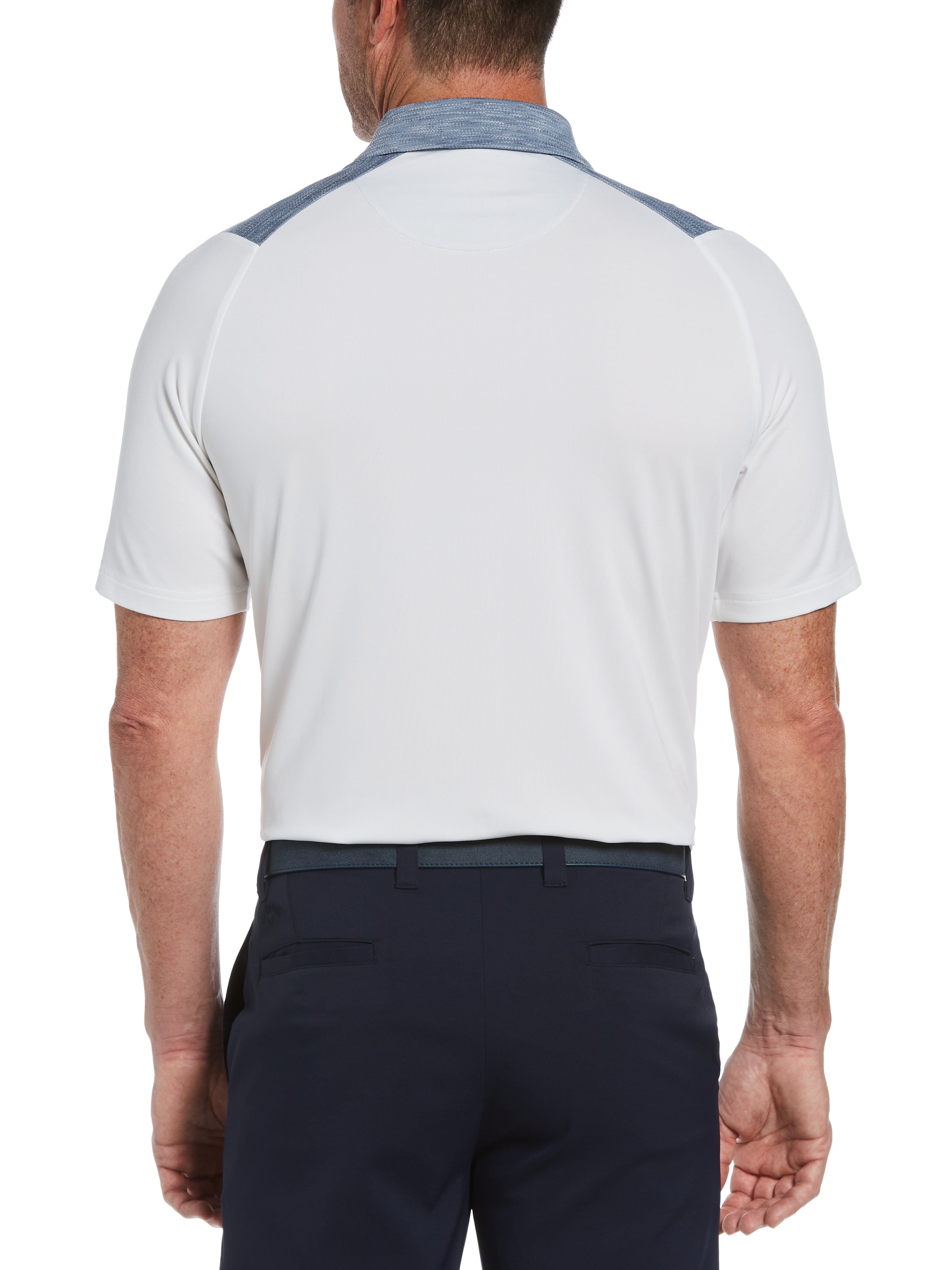 Men's Swing Tech™ Engineered Chevron Print Jacquard Golf Polo Shirt - Breathable Performance Wear for Golf, Business Casual & Outdoor Activities