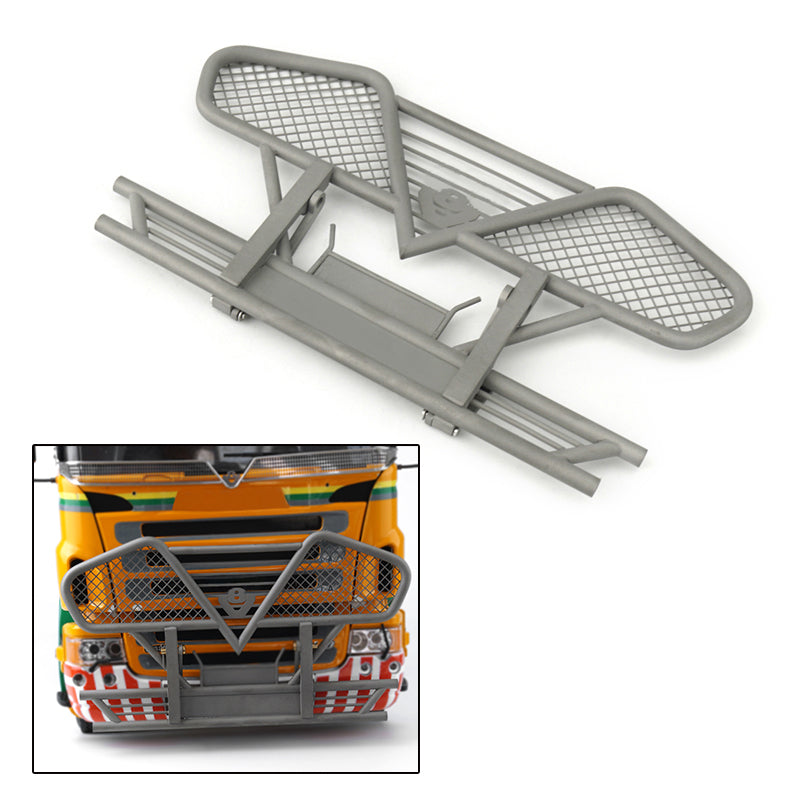 LESU Metal Front Bumper Grille Guard for 1/14 Tamiya R620 R470 RC Tractor Truck - DIY Upgrade Part for Remote Control Model Cars - Perfect for Off-Road Racing & Truck Simulation Scenes