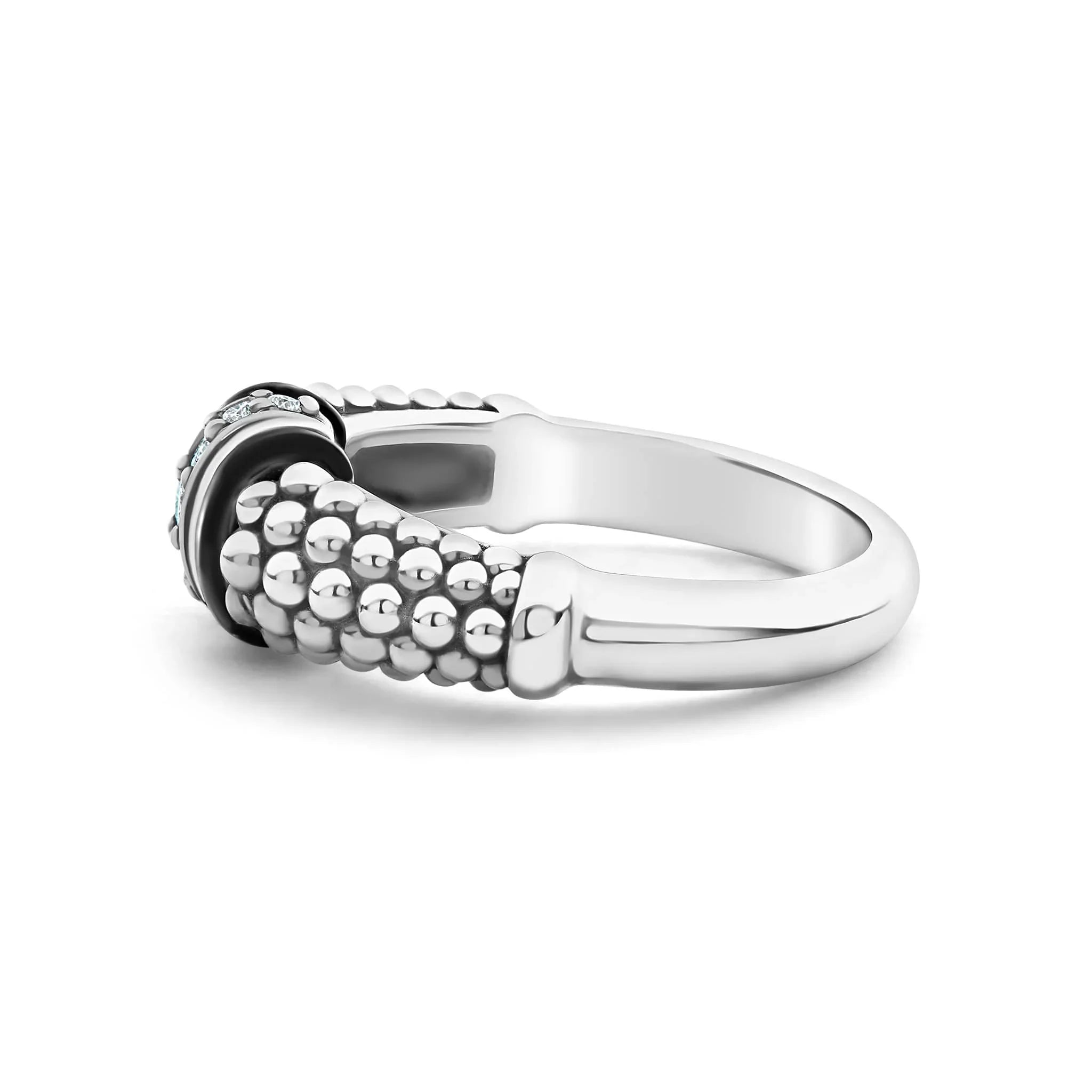 Elegant Ceramic & Caviar Diamond Ring for Women - Luxury Wedding, Engagement, and Anniversary Jewelry Gift - Perfect for Special Occasions & Everyday Glamour