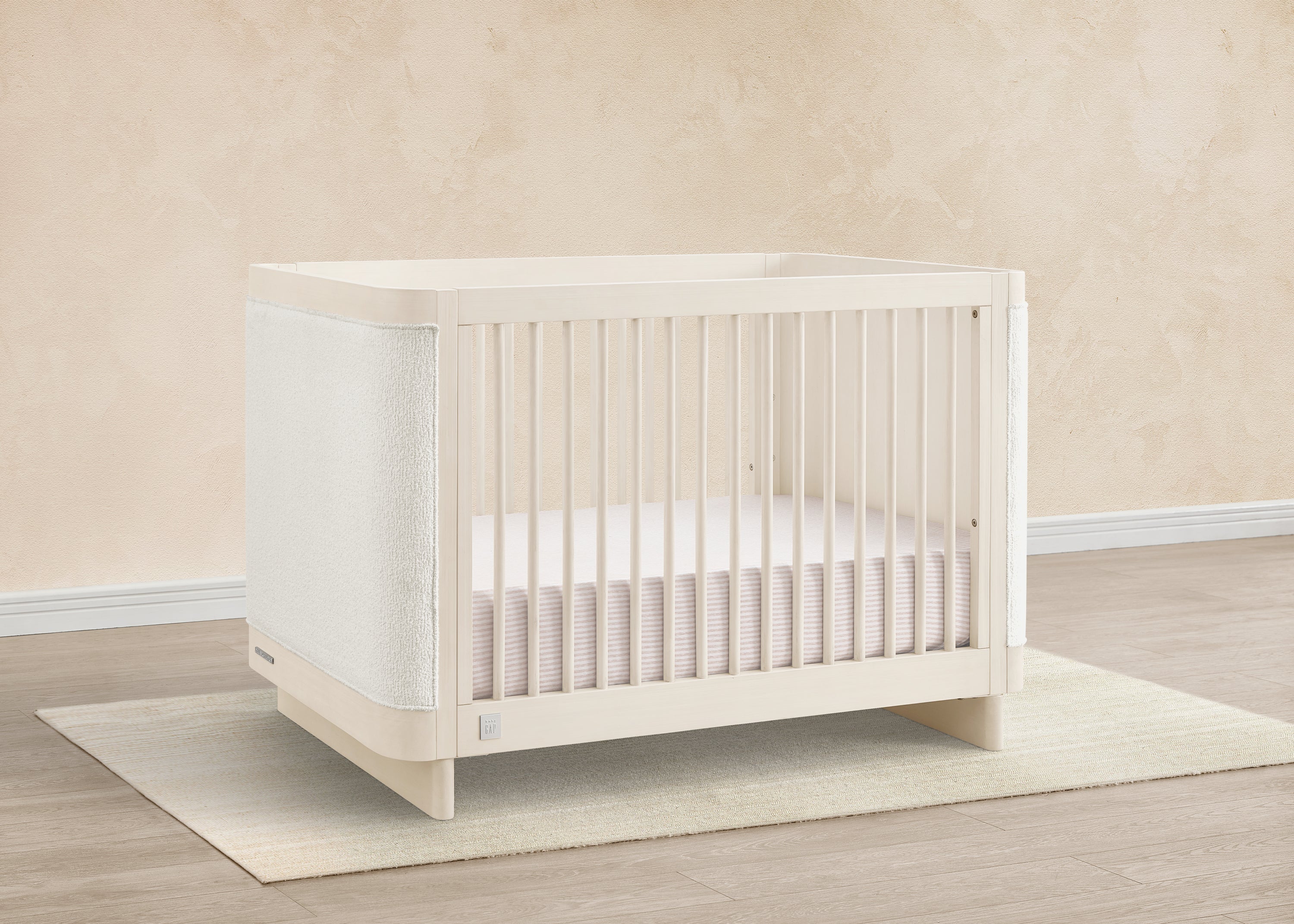 Callie 4-in-1 Convertible Upholstered Baby Crib with Toddler Bed Conversion - Modern Nursery Furniture for Newborns to Kids | Perfect for Small Spaces & Shared Rooms